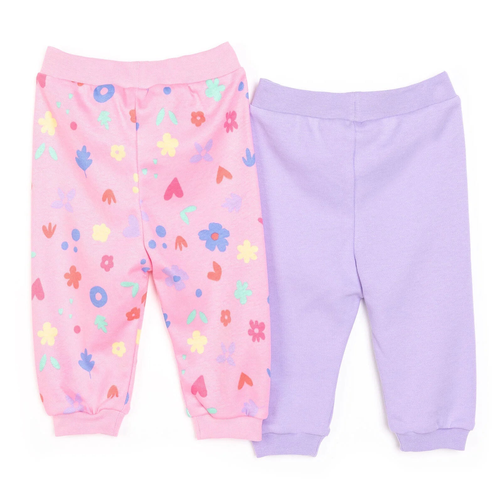 HelloBaby Basic Girl Flower Patterned Footed Bottom 2 pcs - Pink - mezetto ebebek ebebek
