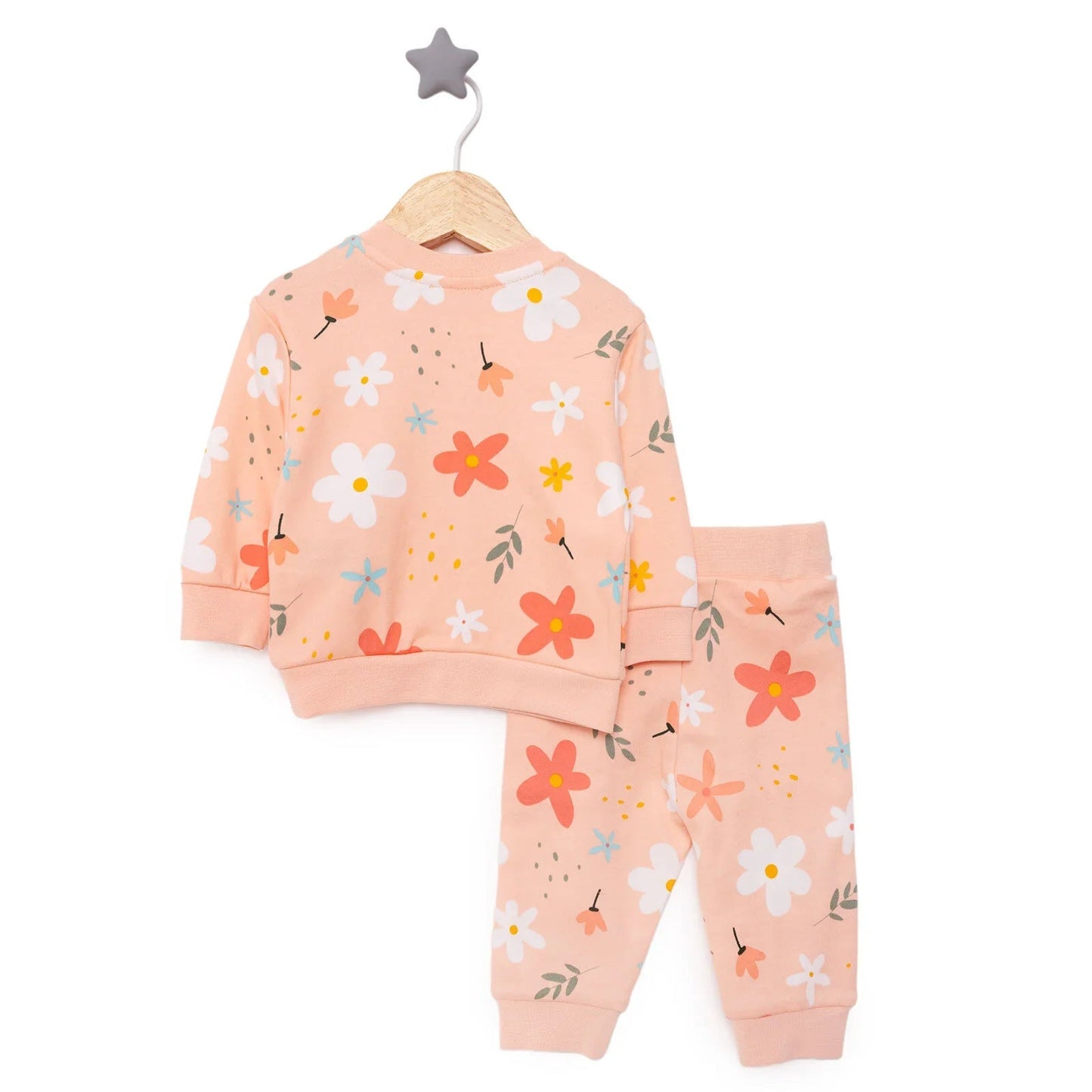 HelloBaby Basic Girl Flower Printed Jogging Set - mezetto ebebek ebebek