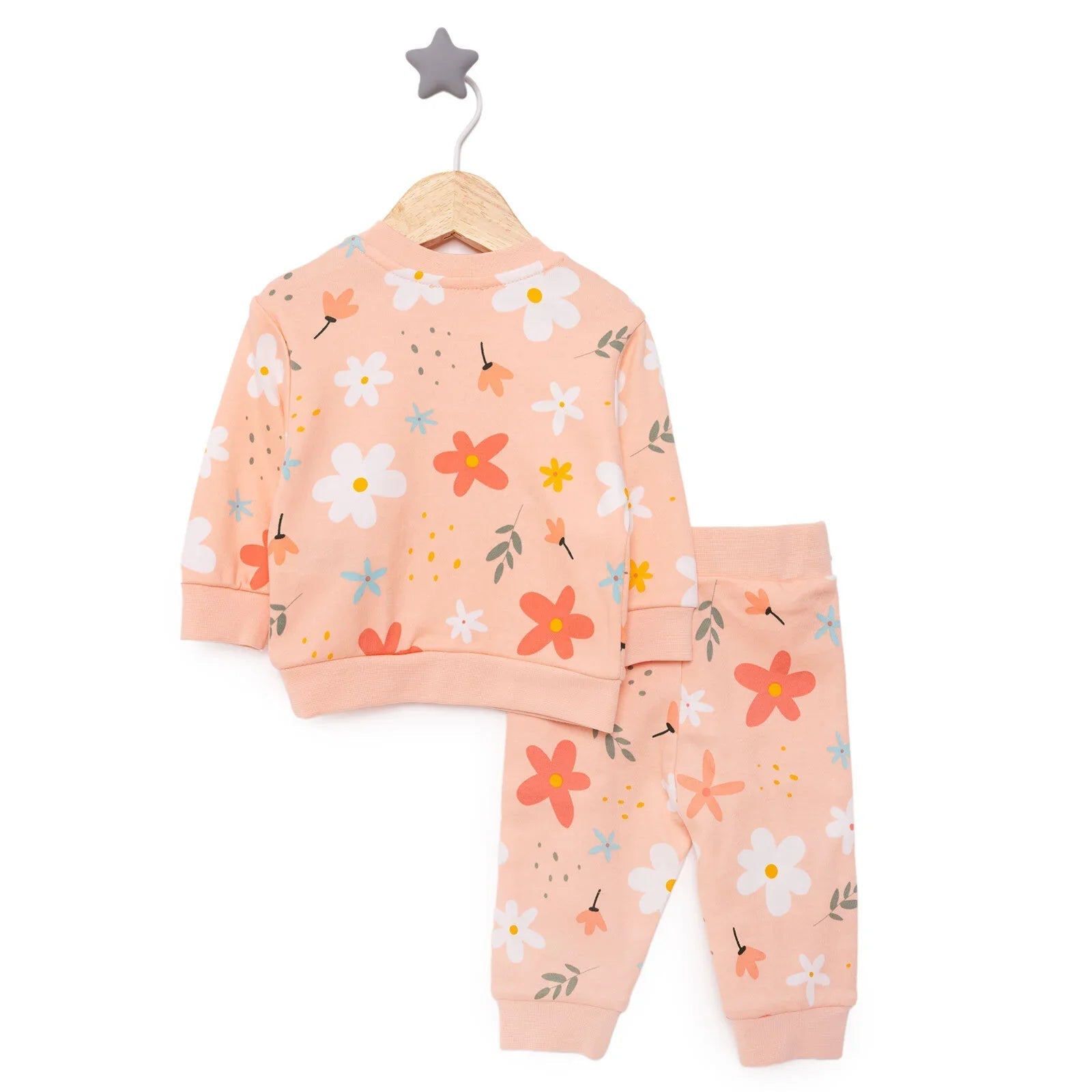 HelloBaby Basic Girl Flower Printed Jogging Set - mezetto ebebek ebebek