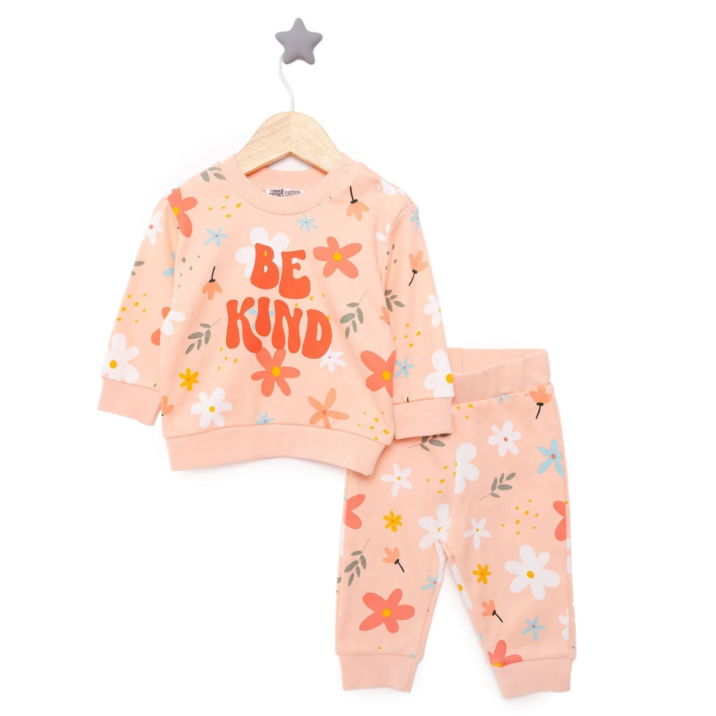 HelloBaby Basic Girl Flower Printed Jogging Set - mezetto ebebek ebebek