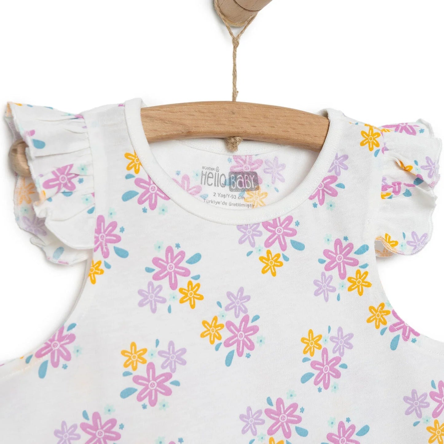 HelloBaby Basic Girl Flowers Patterned T-shirt & Short - Patterned - mezetto ebebek ebebek