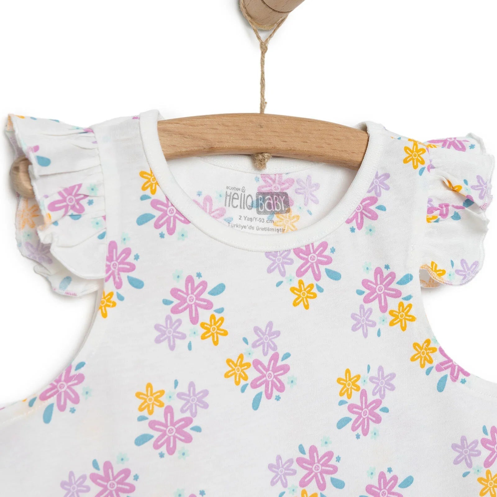 HelloBaby Basic Girl Flowers Patterned T-shirt & Short - Patterned - mezetto ebebek ebebek
