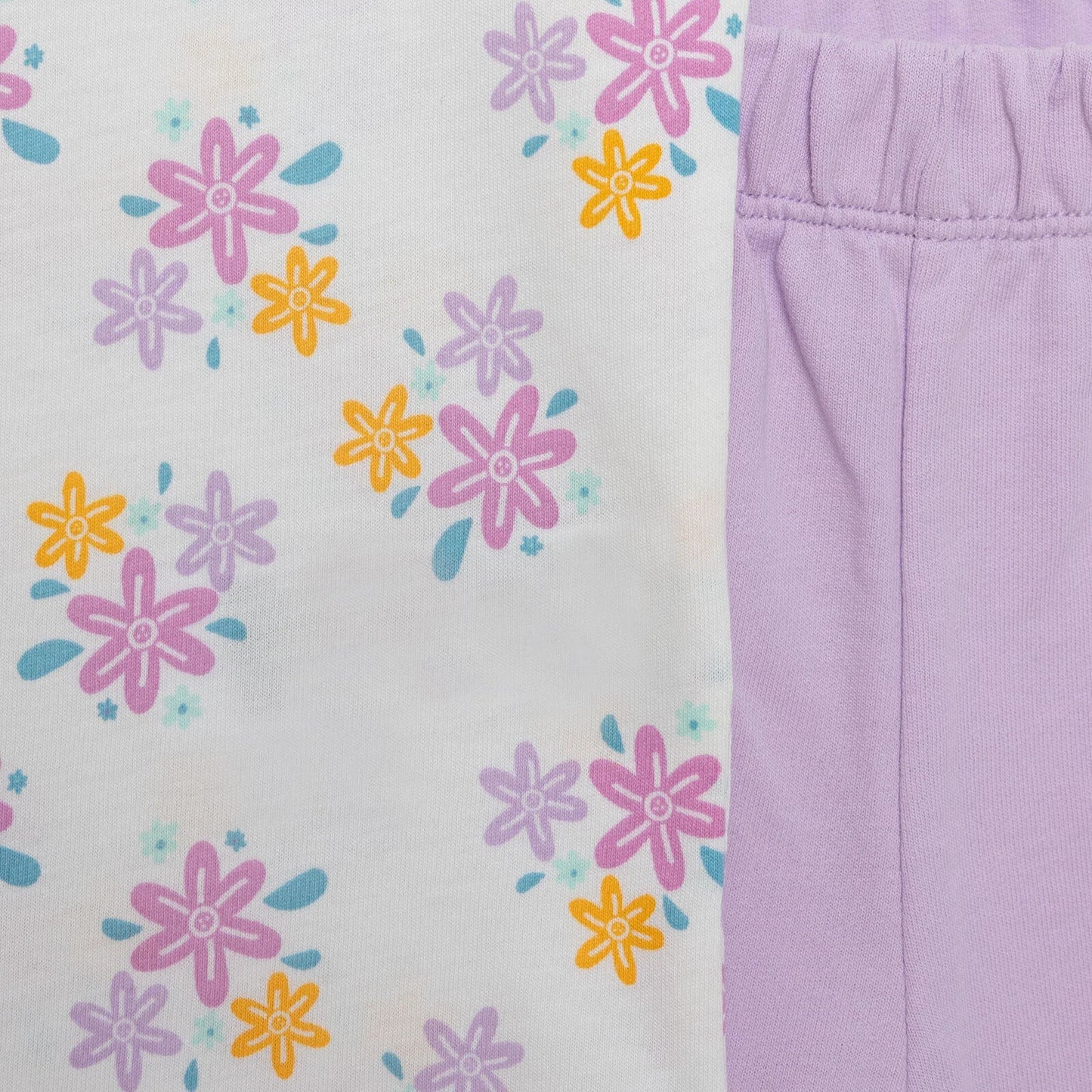 HelloBaby Basic Girl Flowers Patterned T-shirt & Short - Patterned - mezetto ebebek ebebek