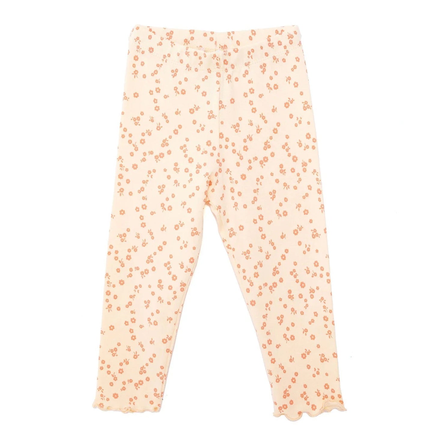 HelloBaby Basic Girl Flowers Patterns Leggings - Light Yellow - mezetto ebebek ebebek