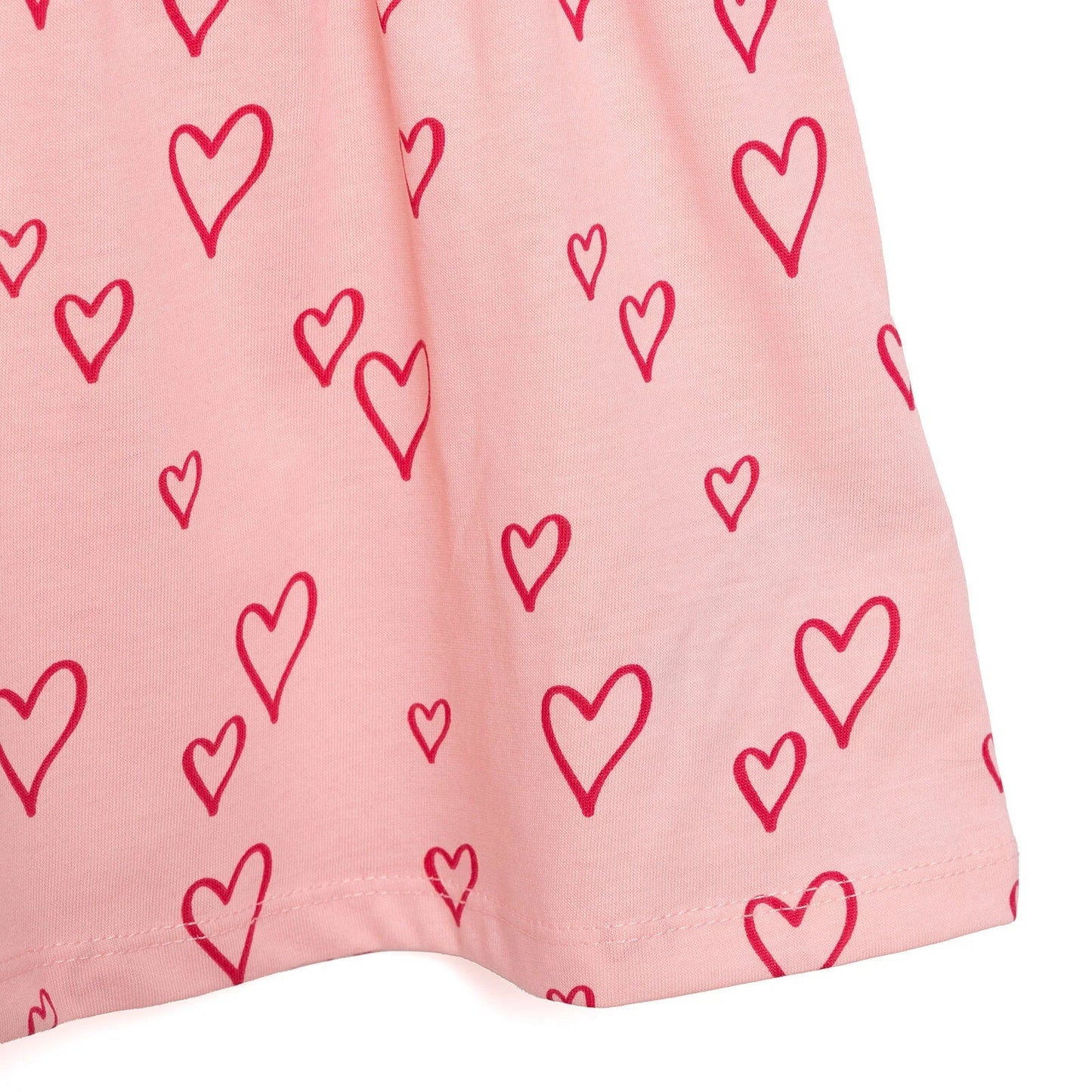 HelloBaby Basic Girl Heart Patterned Dress - Light Pink - mezetto ebebek ebebek