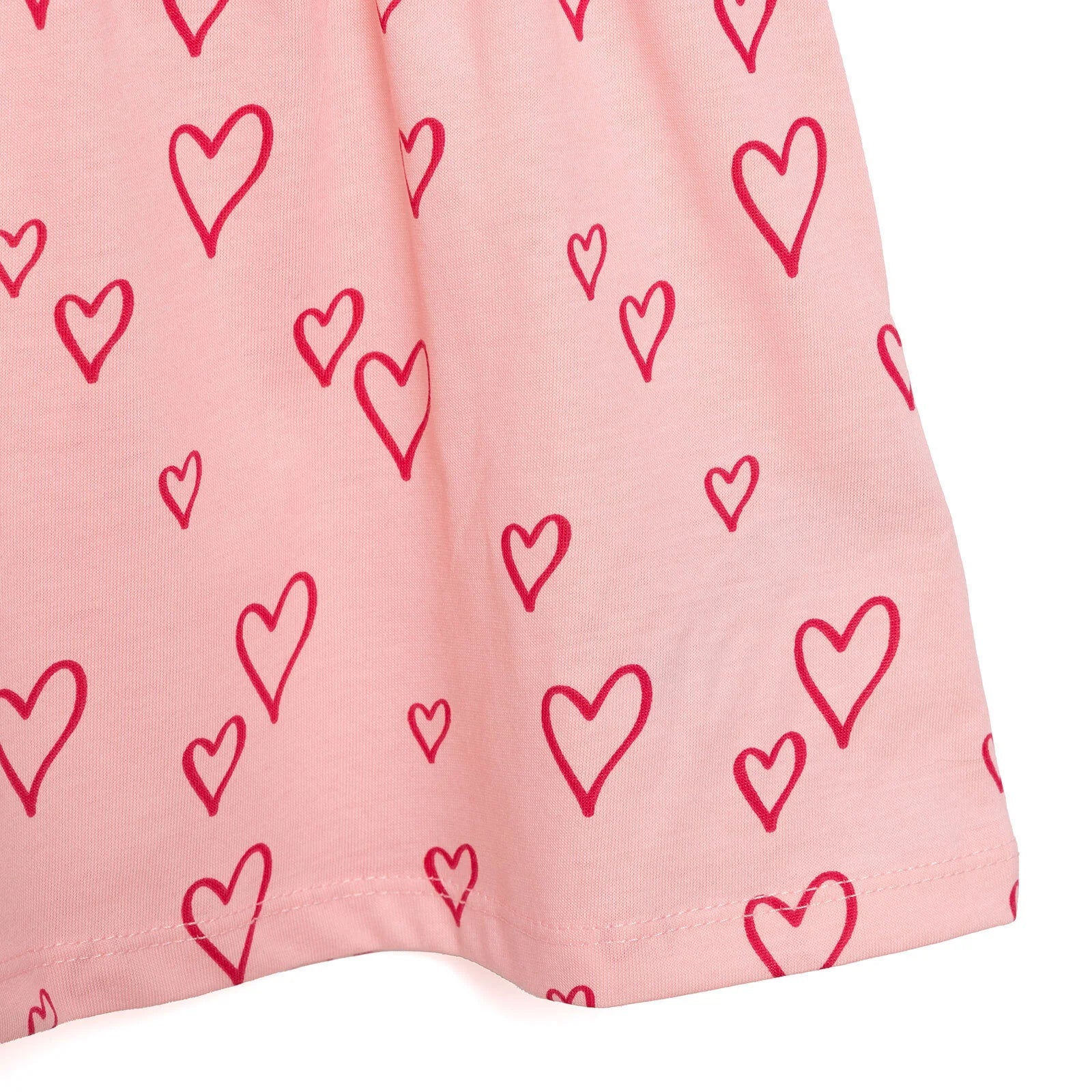 HelloBaby Basic Girl Heart Patterned Dress - Light Pink - mezetto ebebek ebebek