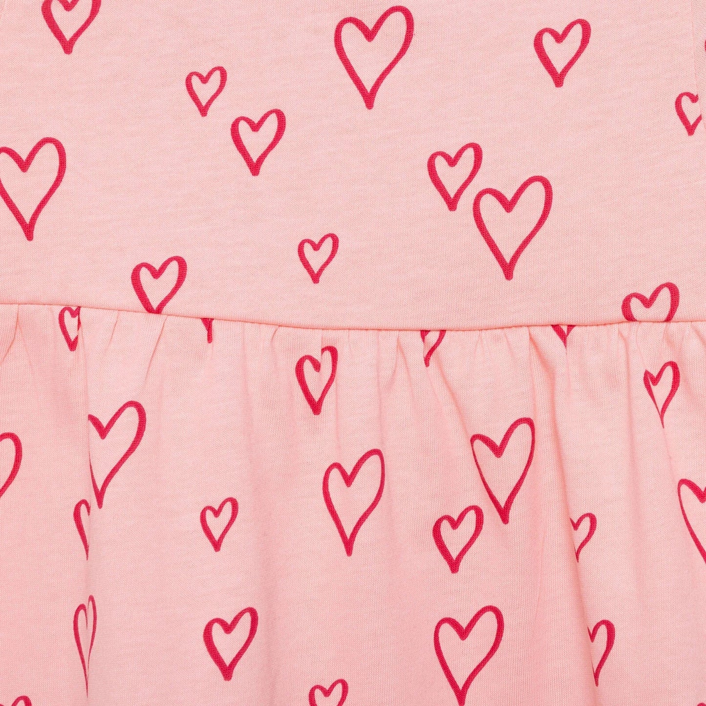 HelloBaby Basic Girl Heart Patterned Dress - Light Pink - mezetto ebebek ebebek