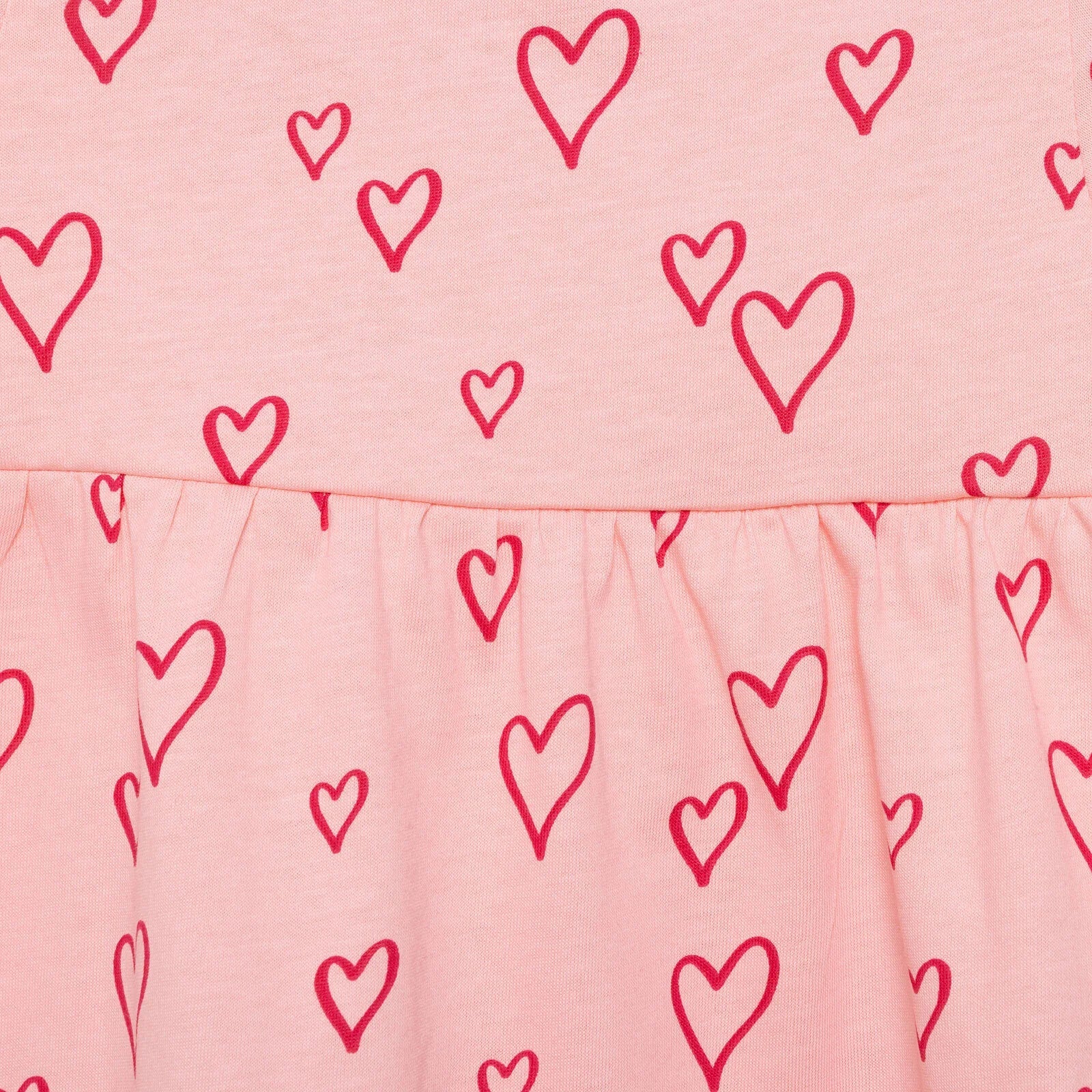 HelloBaby Basic Girl Heart Patterned Dress - Light Pink - mezetto ebebek ebebek