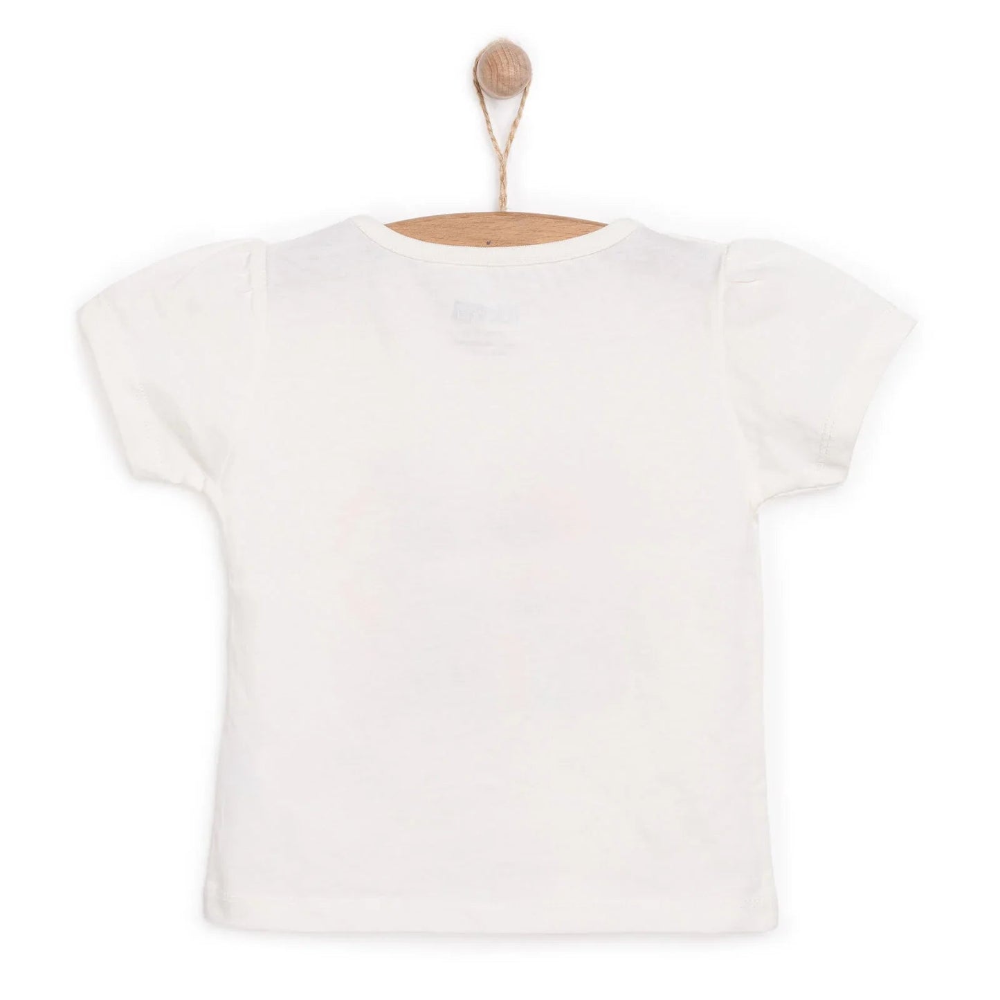 HelloBaby Basic Girl Text Patterned T-shirt - Ecru - mezetto ebebek ebebek