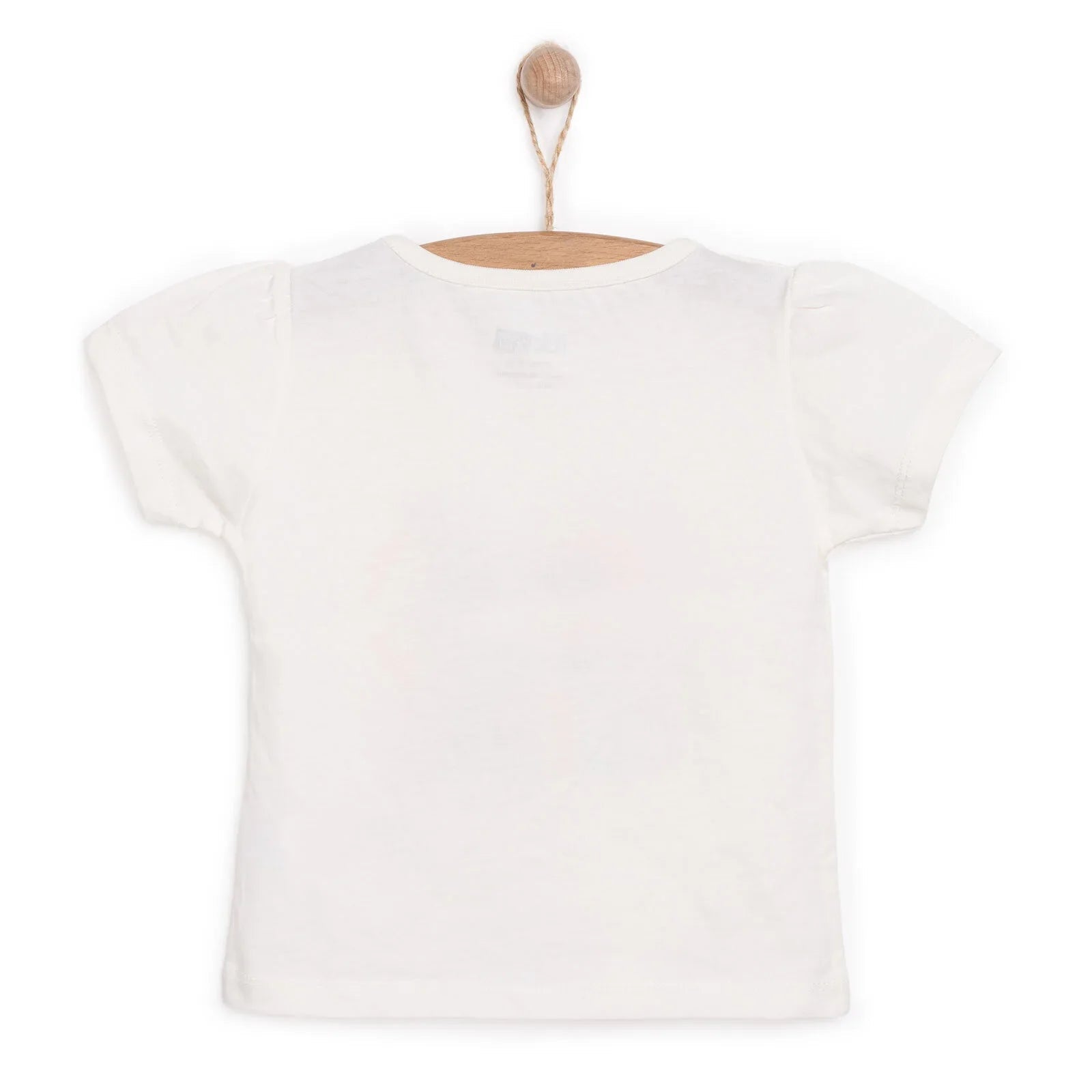 HelloBaby Basic Girl Text Patterned T-shirt - Ecru - mezetto ebebek ebebek