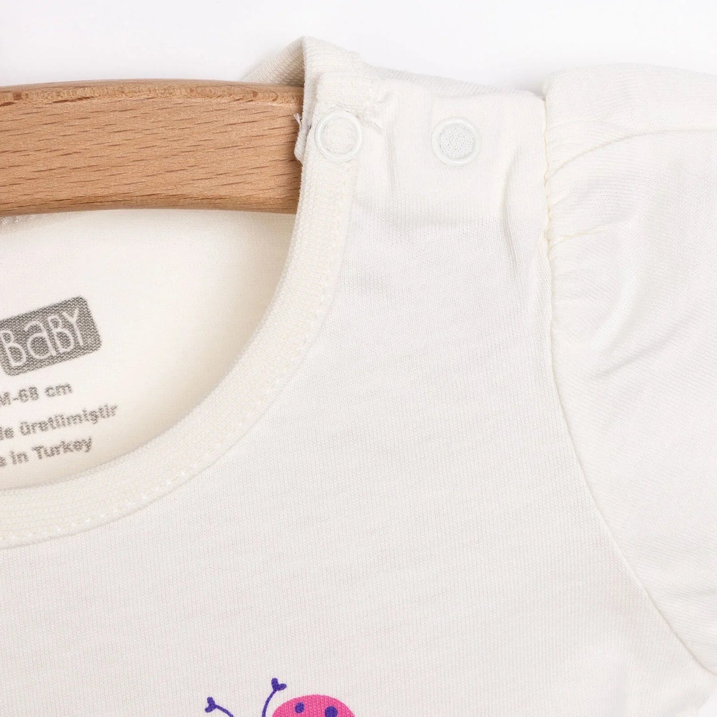 HelloBaby Basic Girl Text Patterned T-shirt - Ecru - mezetto ebebek ebebek