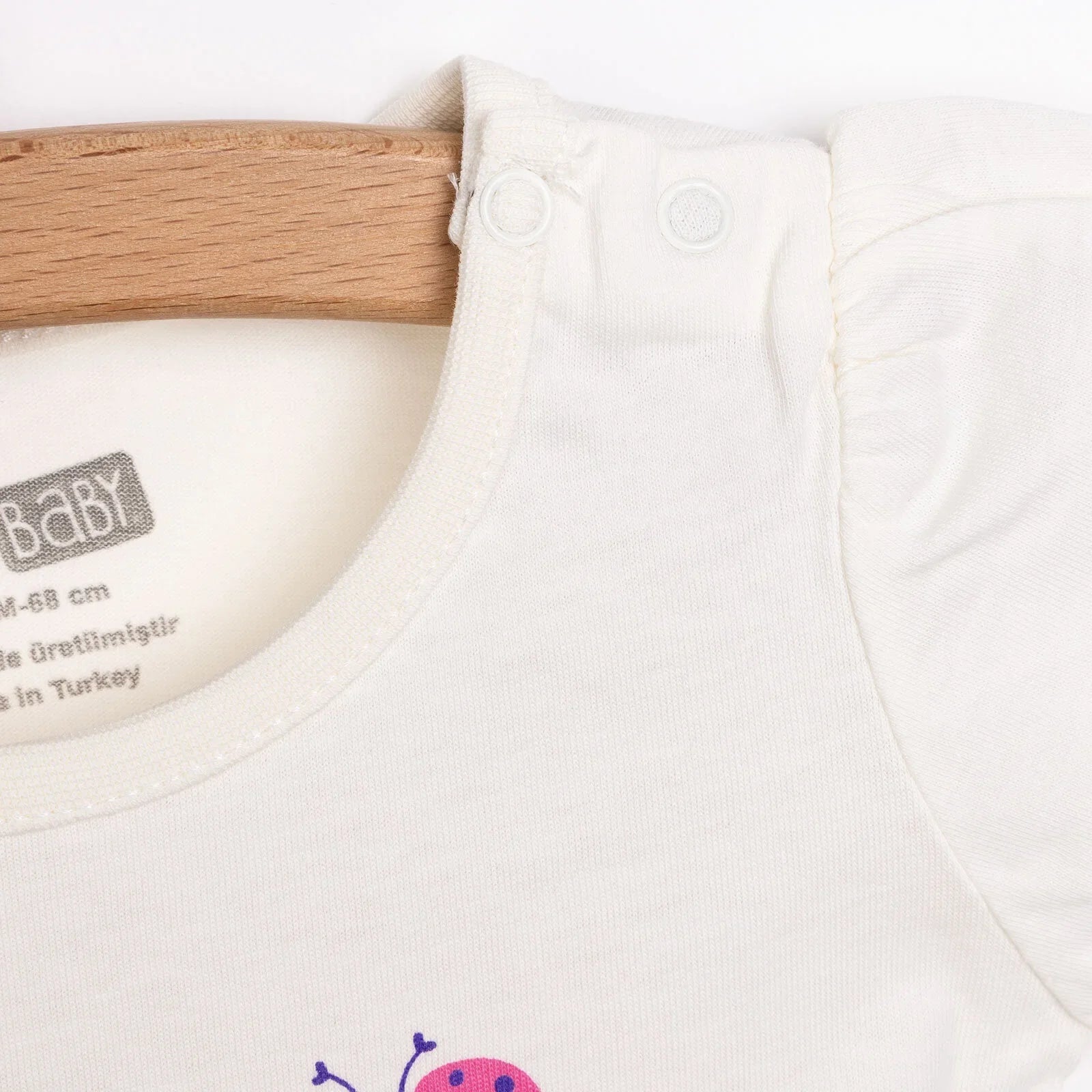 HelloBaby Basic Girl Text Patterned T-shirt - Ecru - mezetto ebebek ebebek