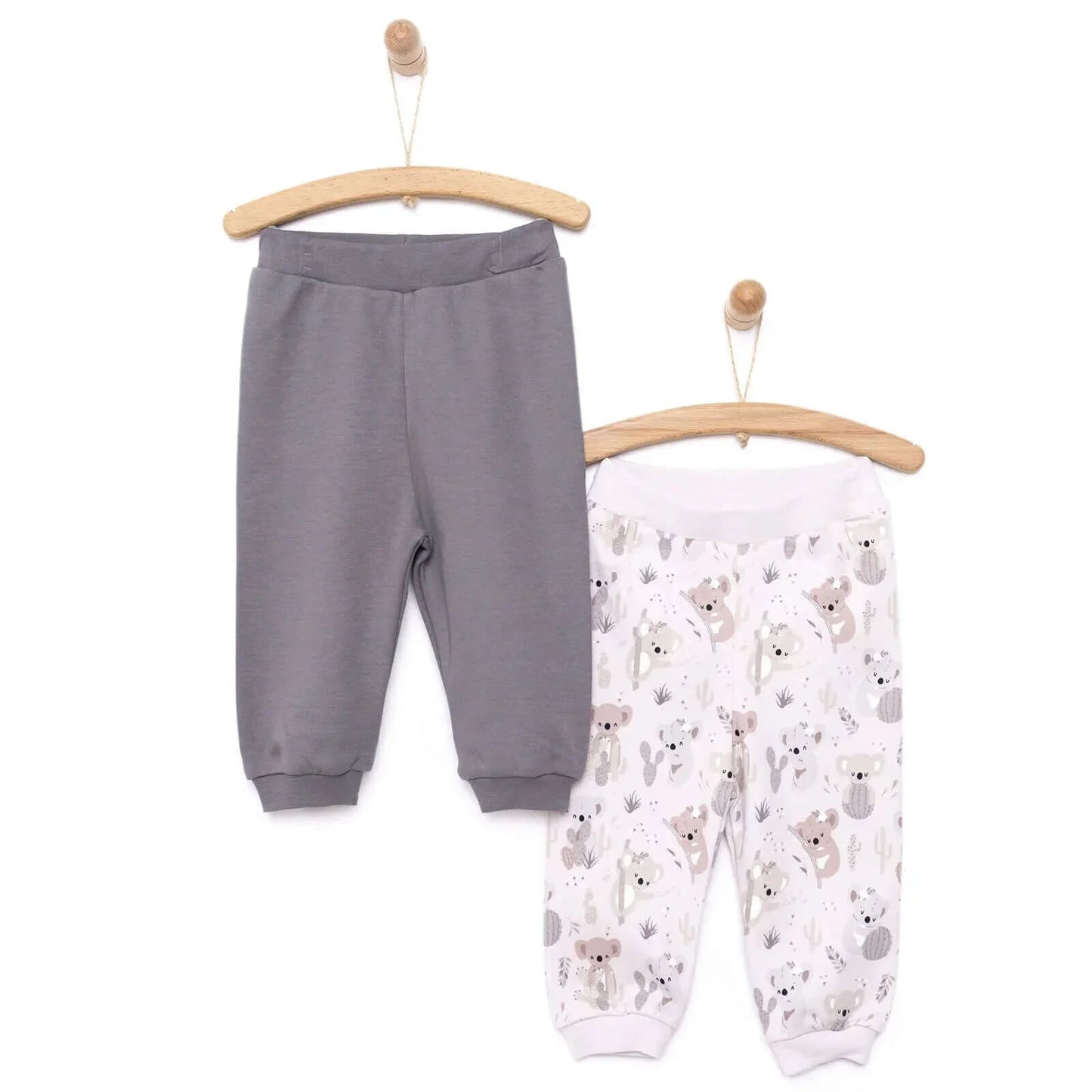 HelloBaby Basic Koala Pattern Booties 2 pcs - Anthracite - mezetto ebebek ebebek
