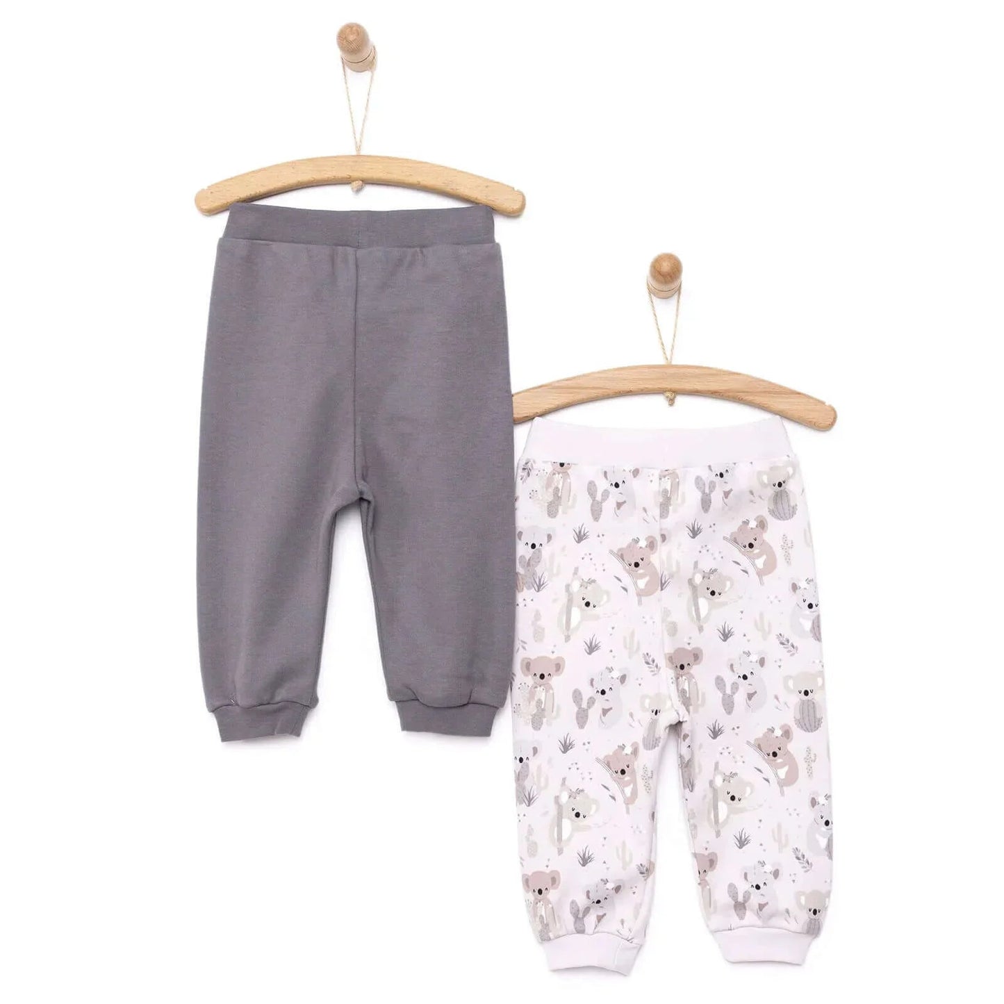HelloBaby Basic Koala Pattern Booties 2 pcs - Anthracite - mezetto ebebek ebebek