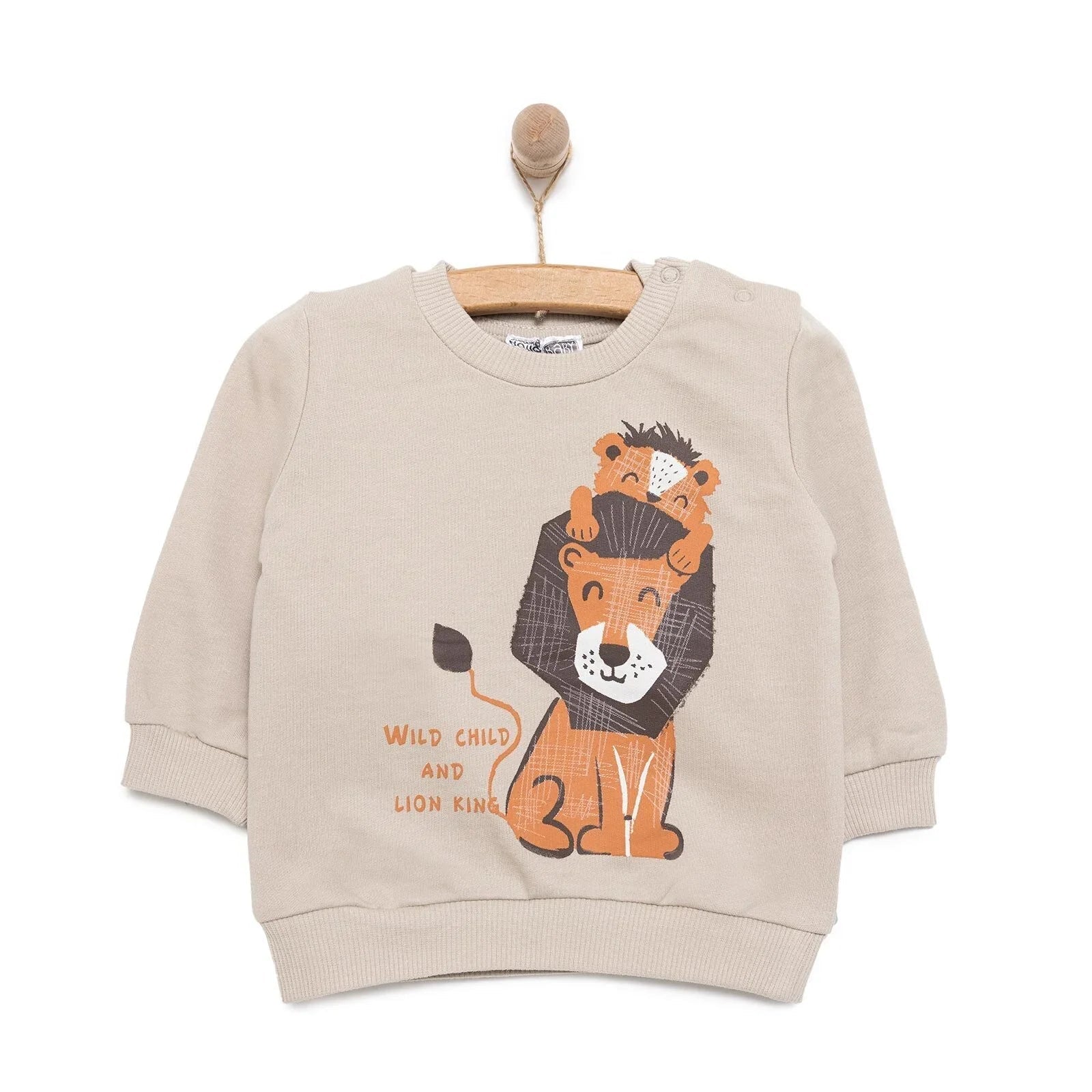 HelloBaby Basic Lion Sweatshirt - Mink - mezetto ebebek ebebek