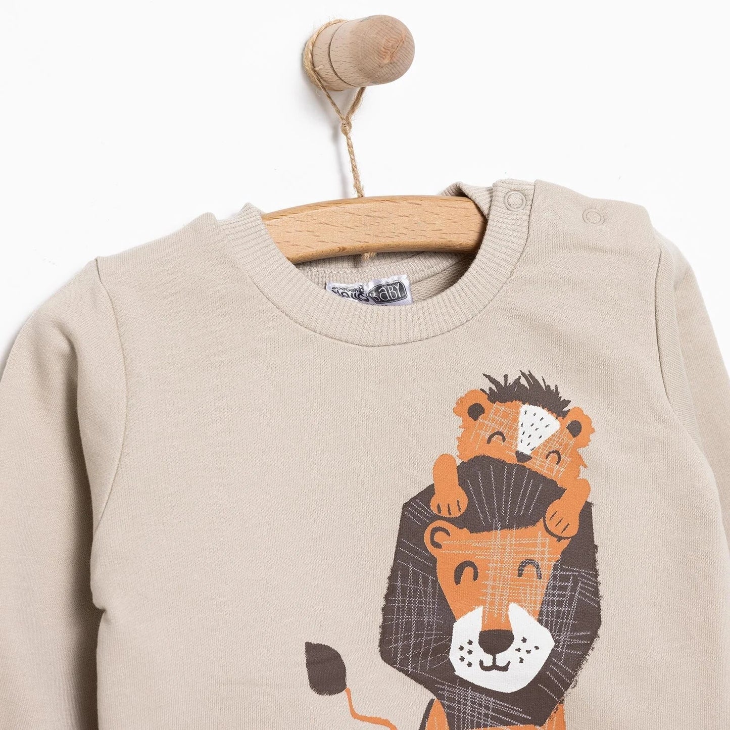 HelloBaby Basic Lion Sweatshirt - Mink - mezetto ebebek ebebek