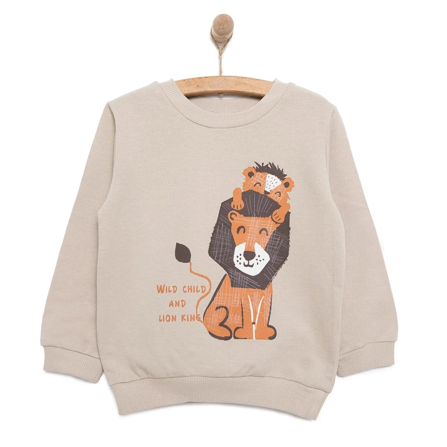 HelloBaby Basic Lion Sweatshirt - Mink - mezetto ebebek ebebek