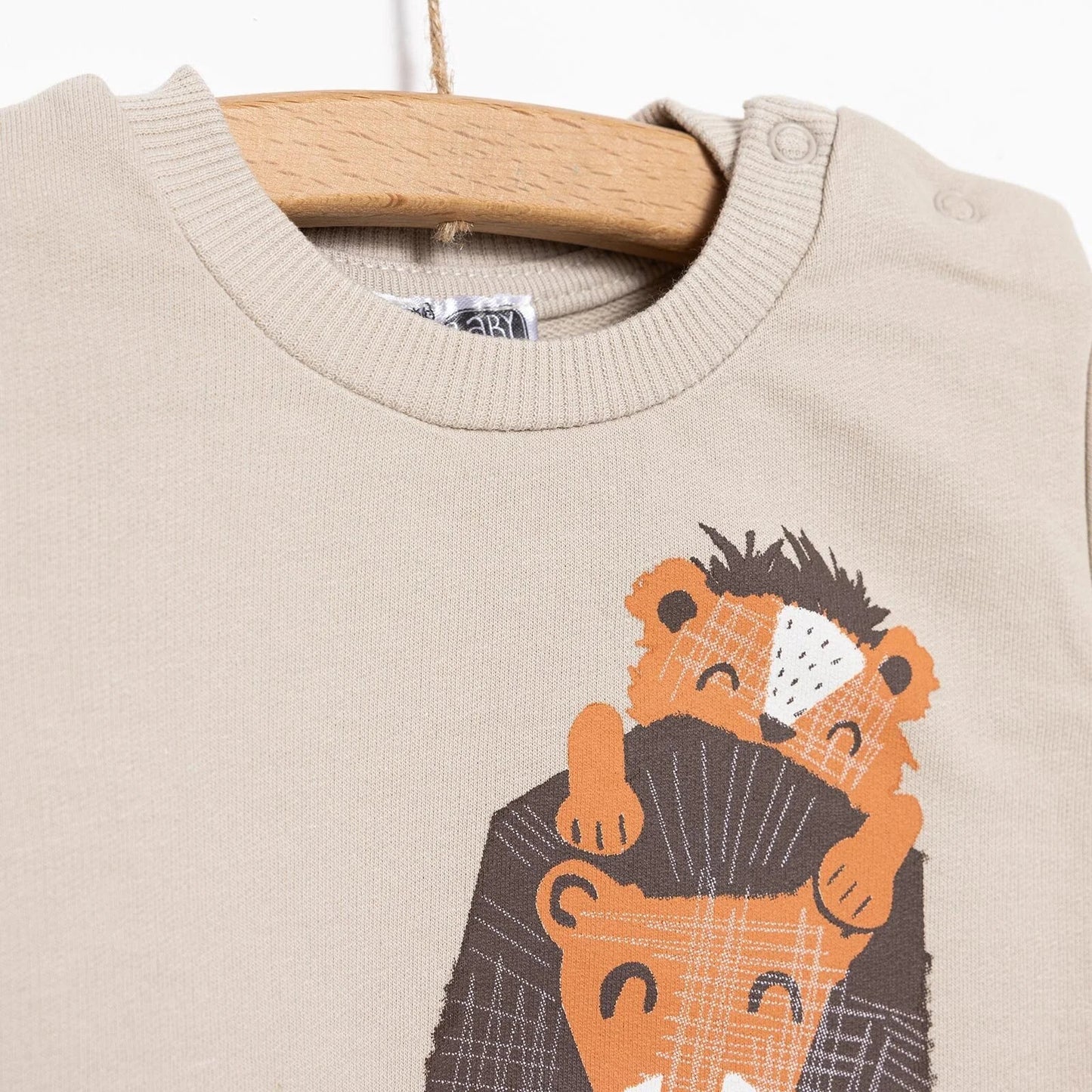 HelloBaby Basic Lion Sweatshirt - Mink - mezetto ebebek ebebek