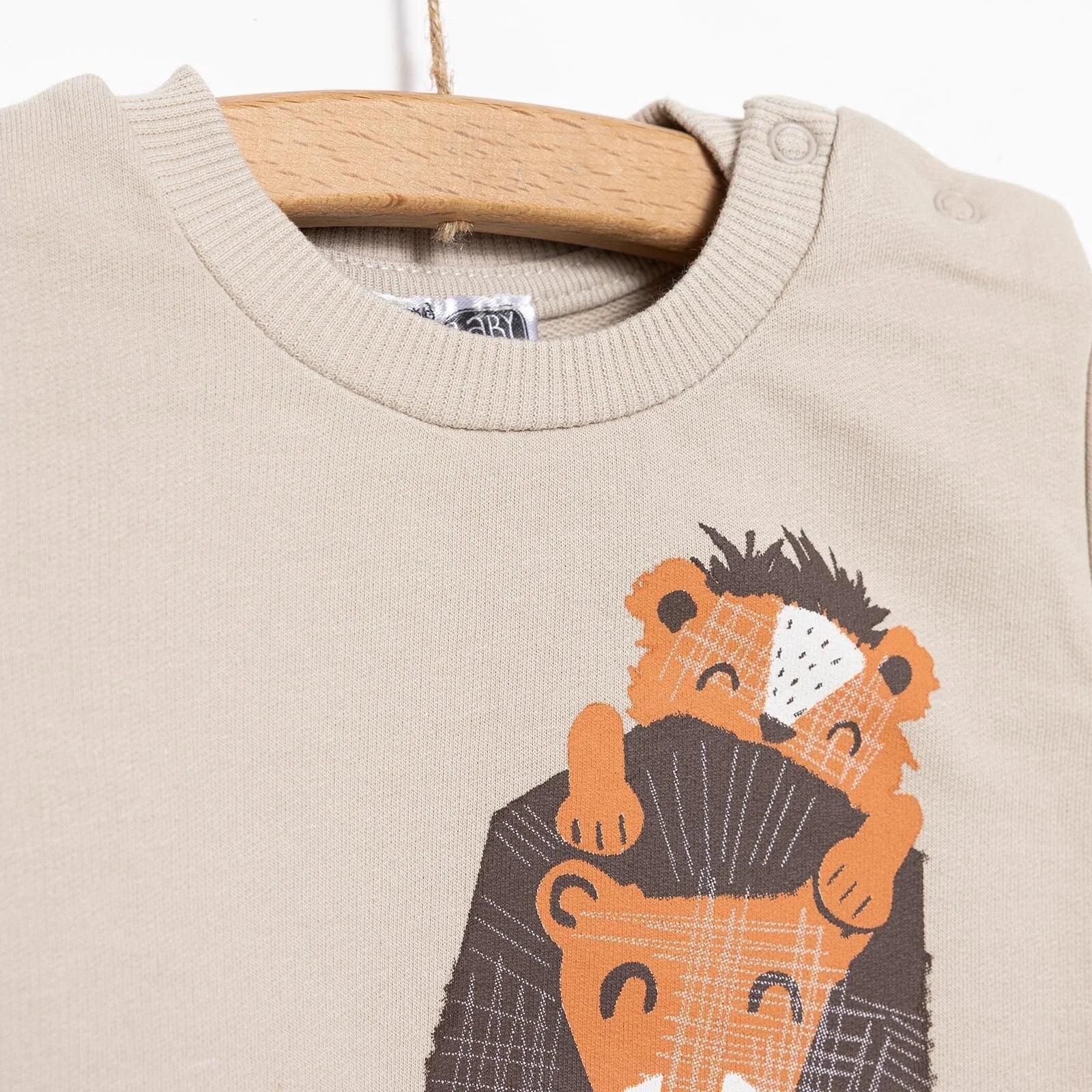 HelloBaby Basic Lion Sweatshirt - Mink - mezetto ebebek ebebek