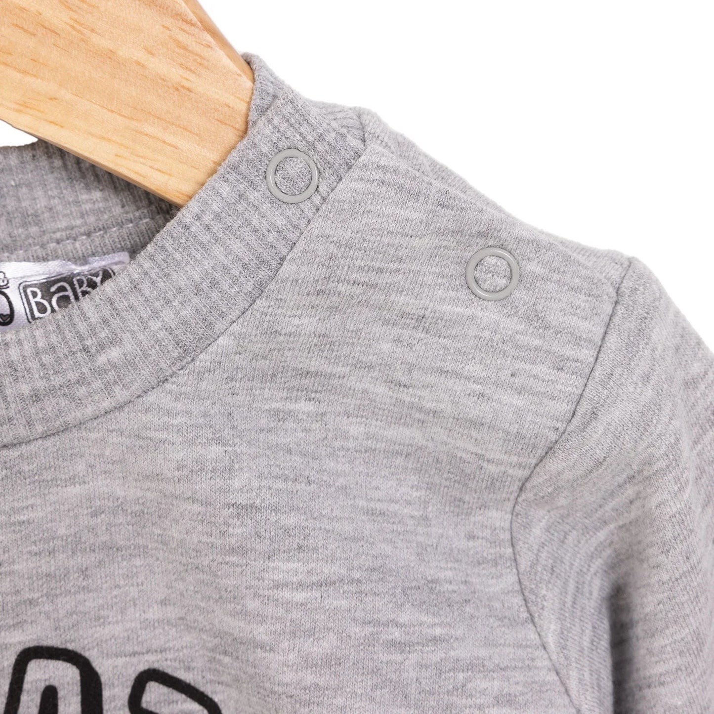 HelloBaby Basic Low Raised Dinokater Printed Sweatshirt - Grey Melange - mezetto ebebek ebebek