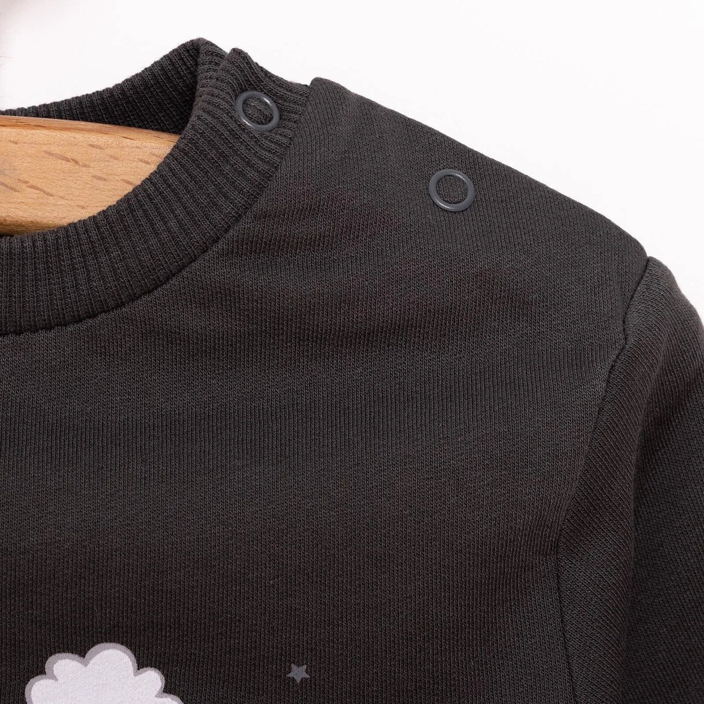 HelloBaby Basic Low Raised Lion Printed Sweatshirt - Dark Grey - mezetto ebebek ebebek