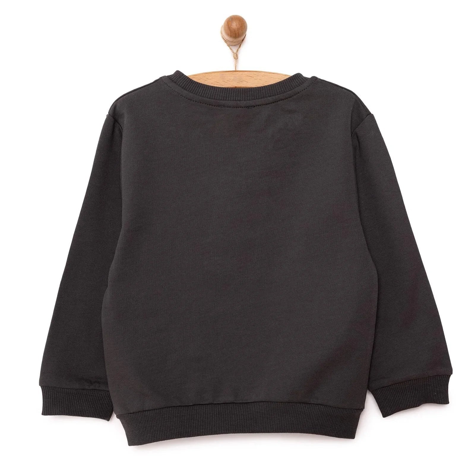 HelloBaby Basic Low Raised Lion Printed Sweatshirt - Dark Grey - mezetto ebebek ebebek