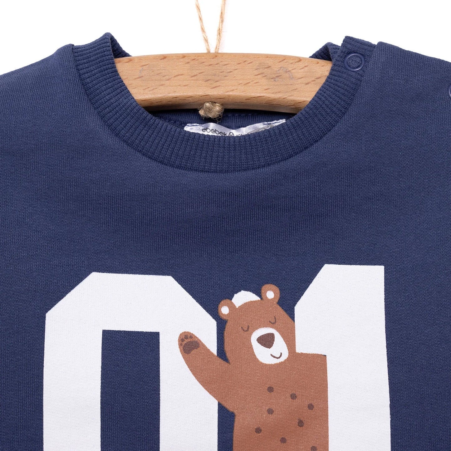 HelloBaby Basic Low Raised Lion Printed Sweatshirt - Navy Blue - mezetto ebebek ebebek
