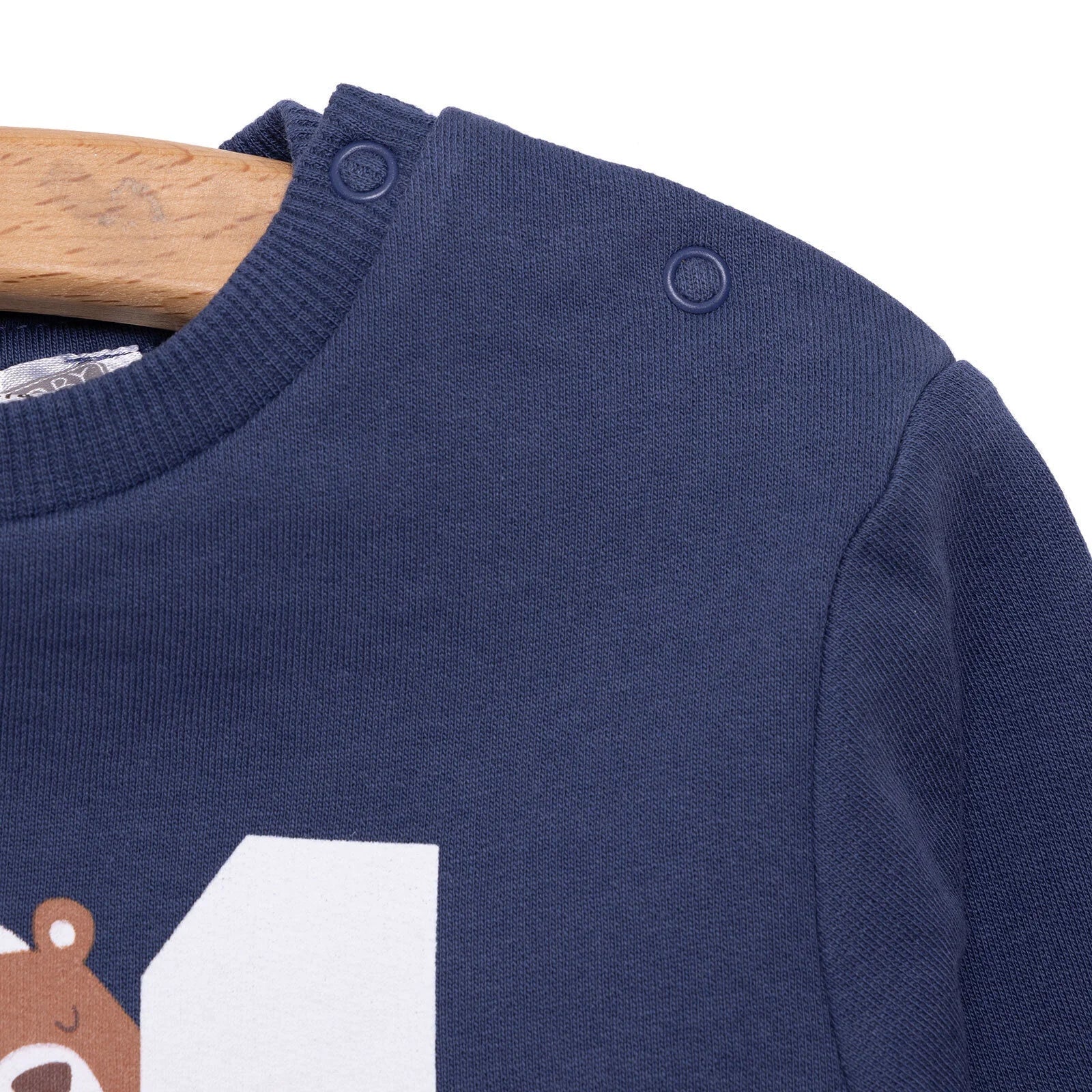 HelloBaby Basic Low Raised Lion Printed Sweatshirt - Navy Blue - mezetto ebebek ebebek