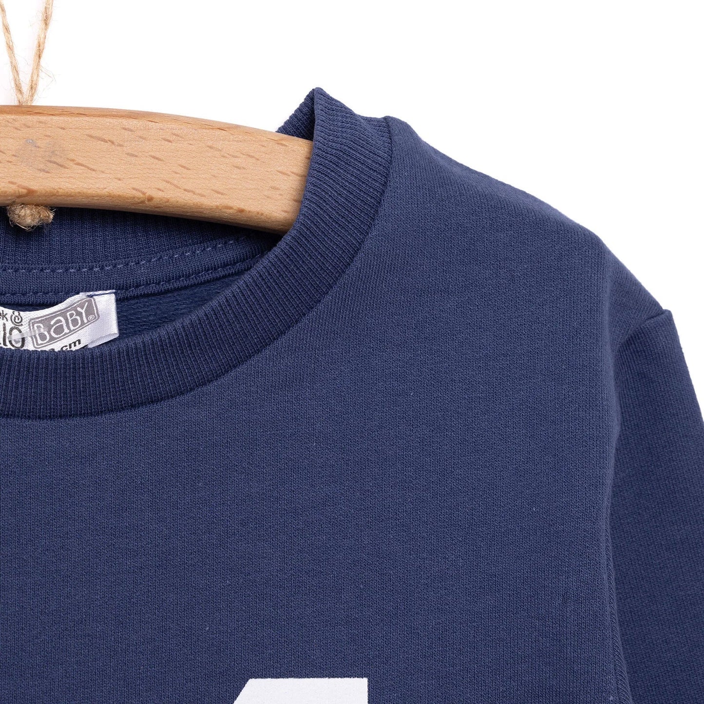 HelloBaby Basic Low Raised Lion Printed Sweatshirt - Navy Blue - mezetto ebebek ebebek
