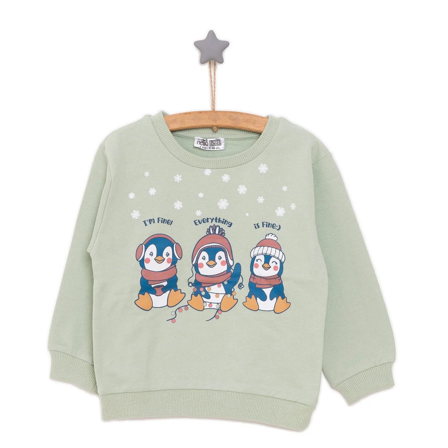HelloBaby Basic Low Raised Penguin Printed Sweatshirt - Multicolour - mezetto ebebek ebebek