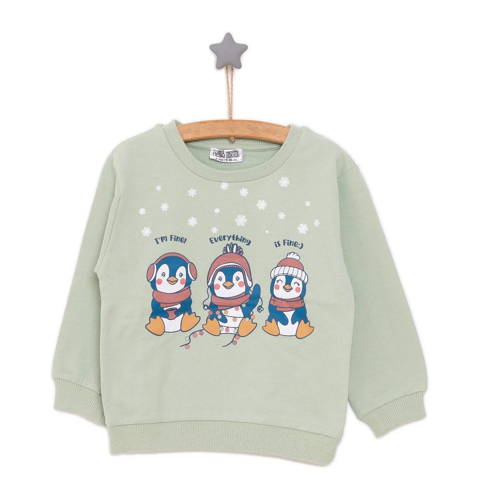 HelloBaby Basic Low Raised Penguin Printed Sweatshirt - Multicolour - mezetto ebebek ebebek