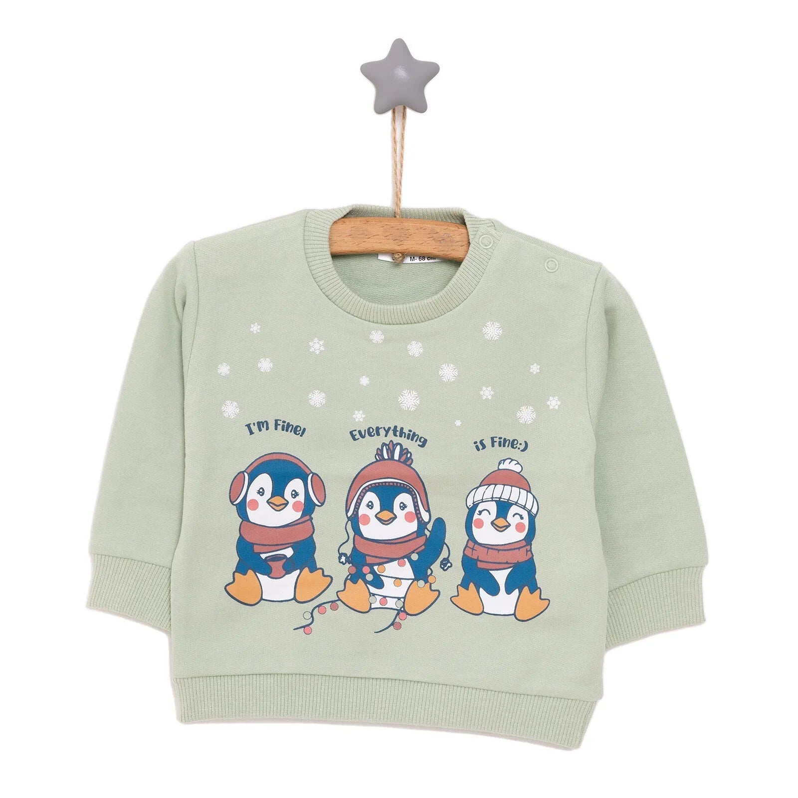 HelloBaby Basic Low Raised Penguin Printed Sweatshirt - Multicolour - mezetto ebebek ebebek