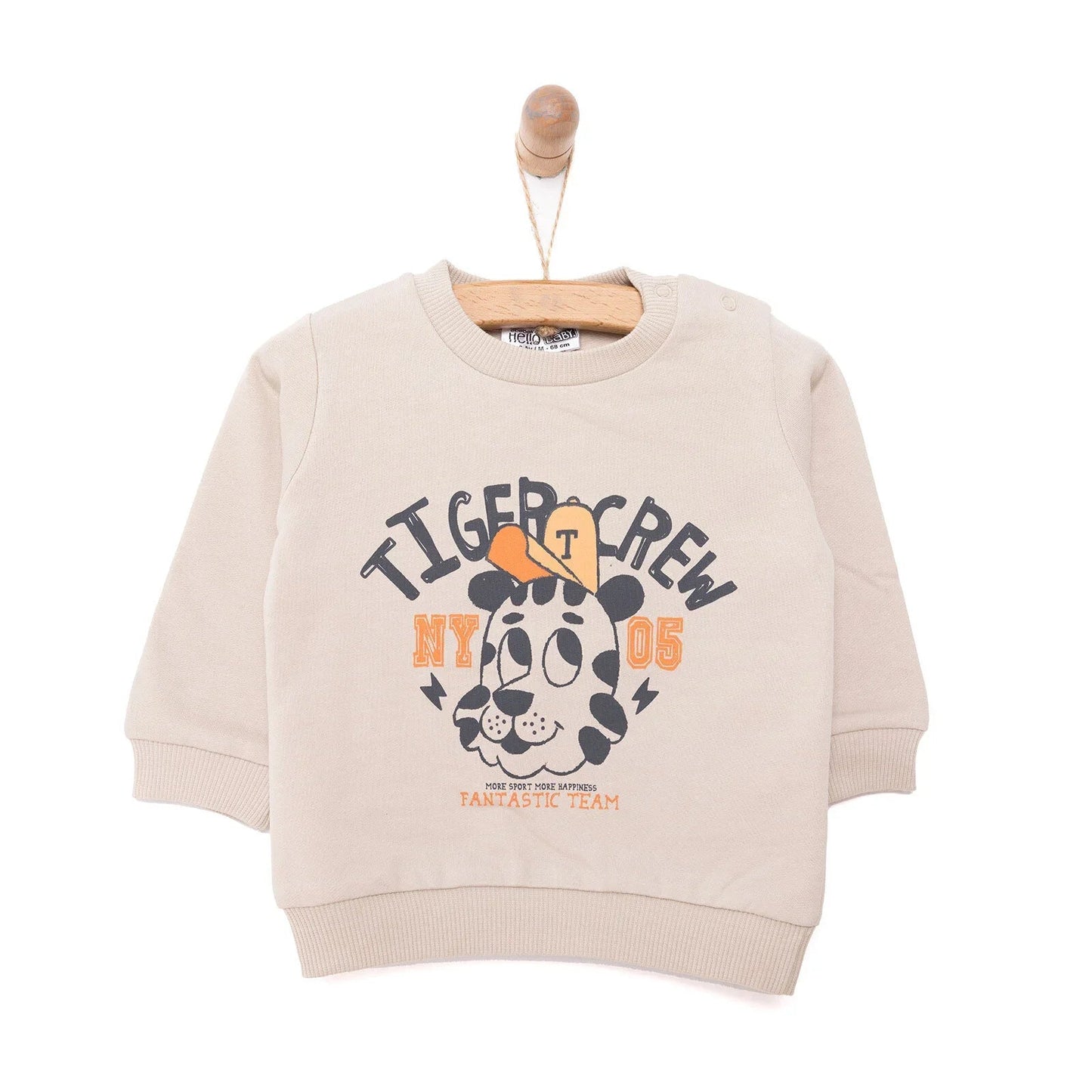 HelloBaby Basic Low Raised Tiger Crew Printed Sweatshirt - mezetto ebebek ebebek
