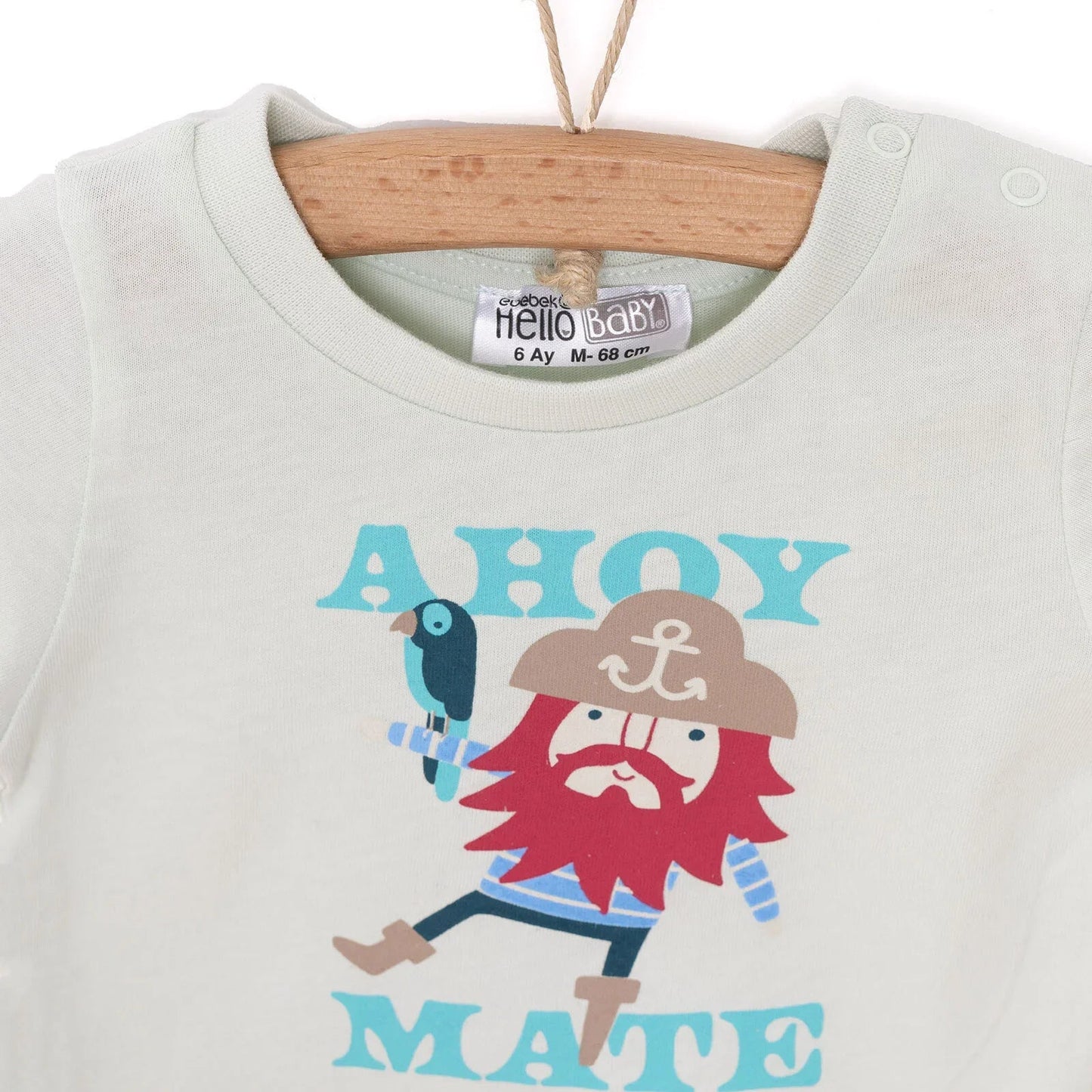 HelloBaby Basic Pirate Printed Tshirt - Green - mezetto ebebek ebebek