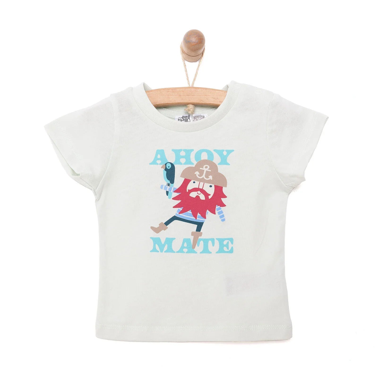 HelloBaby Basic Pirate Printed Tshirt - Green - mezetto ebebek ebebek