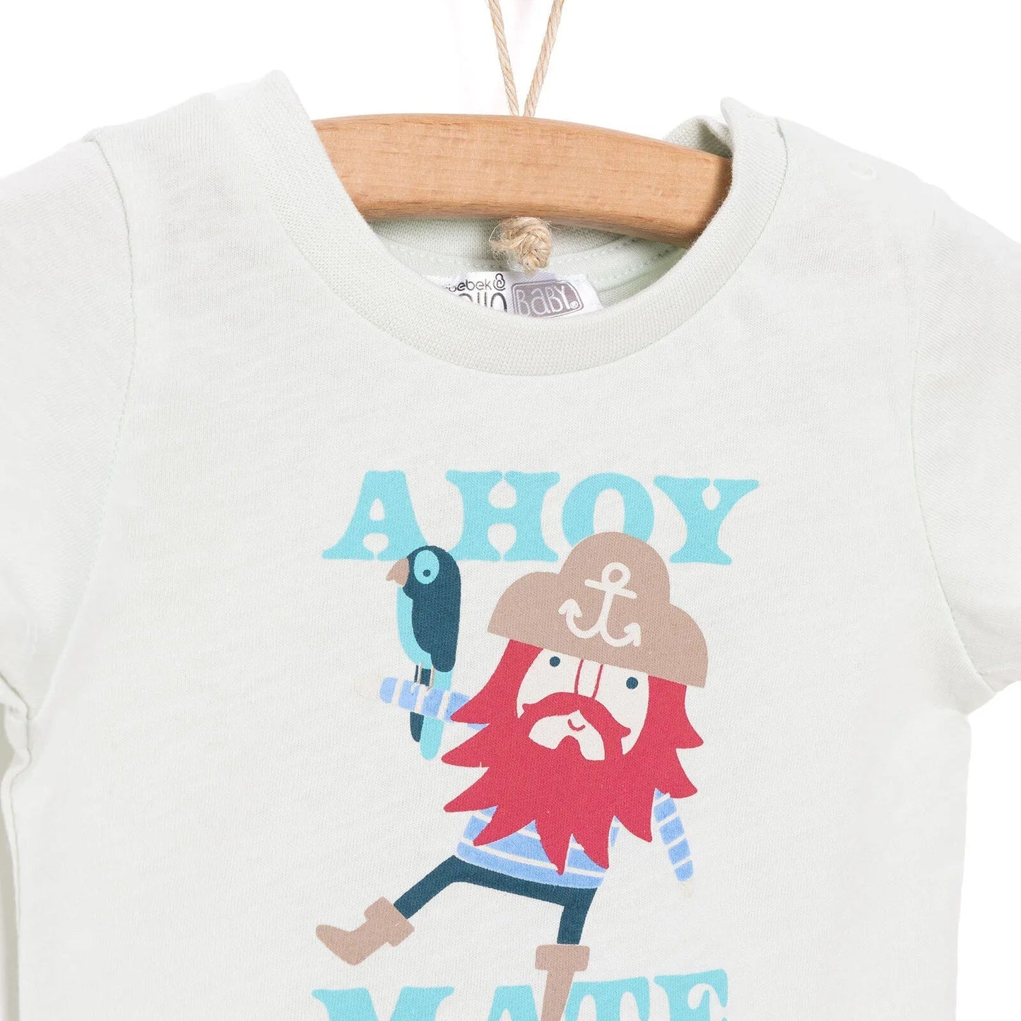 HelloBaby Basic Pirate Printed Tshirt - Green - mezetto ebebek ebebek