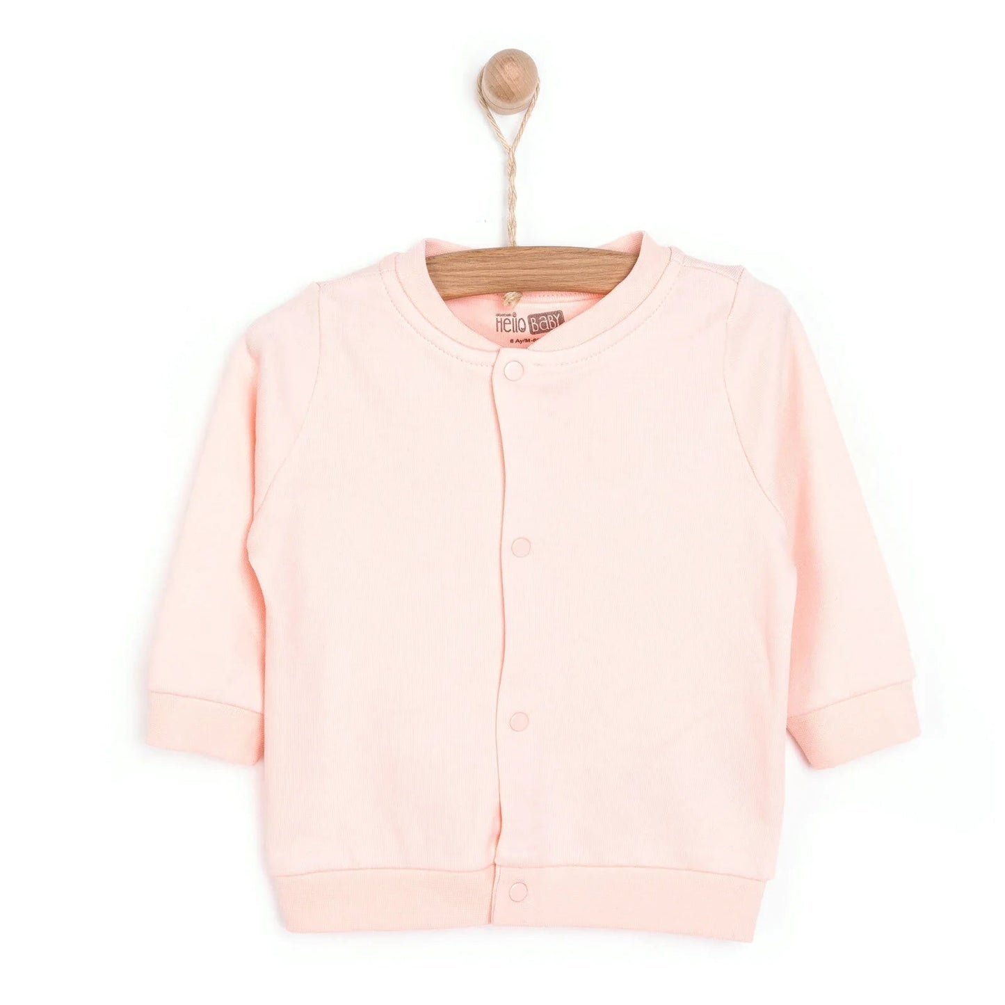 HelloBaby Basic Rib Cardigan - Light Pink - mezetto ebebek ebebek
