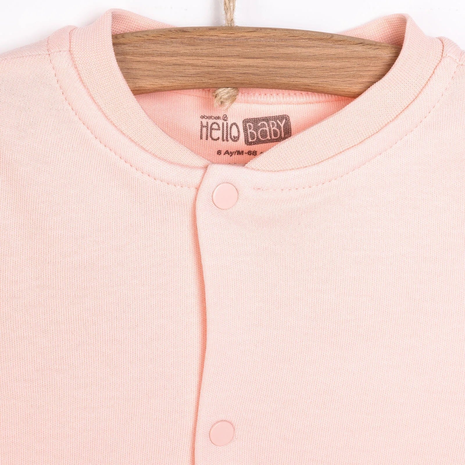 HelloBaby Basic Rib Cardigan - Light Pink - mezetto ebebek ebebek