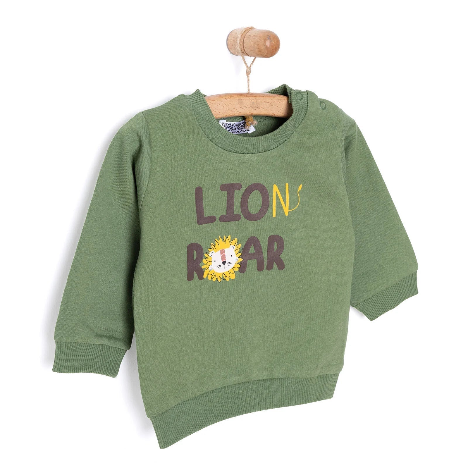 HelloBaby Basic Sweatshirt - Dark Green - mezetto ebebek ebebek