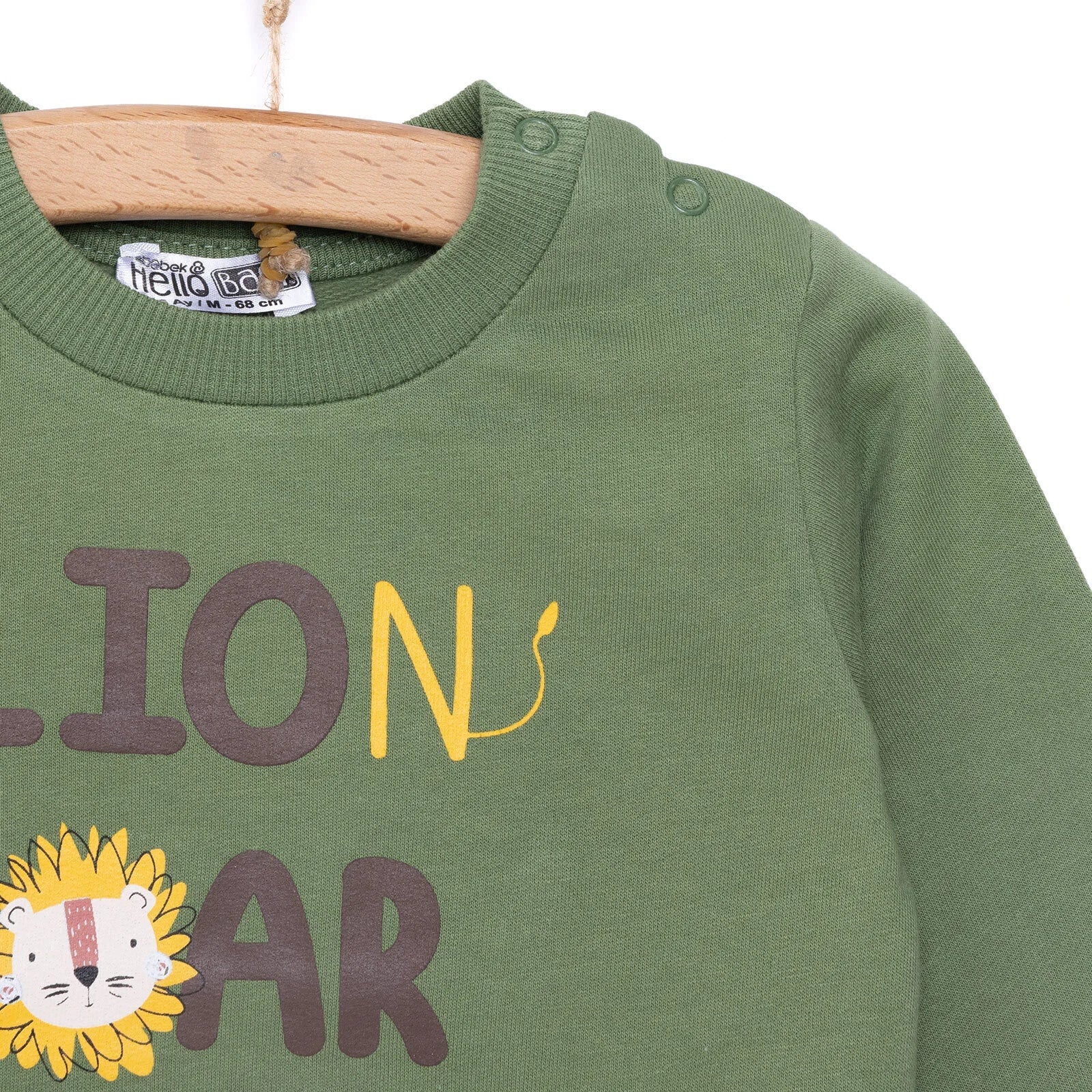 HelloBaby Basic Sweatshirt - Dark Green - mezetto ebebek ebebek