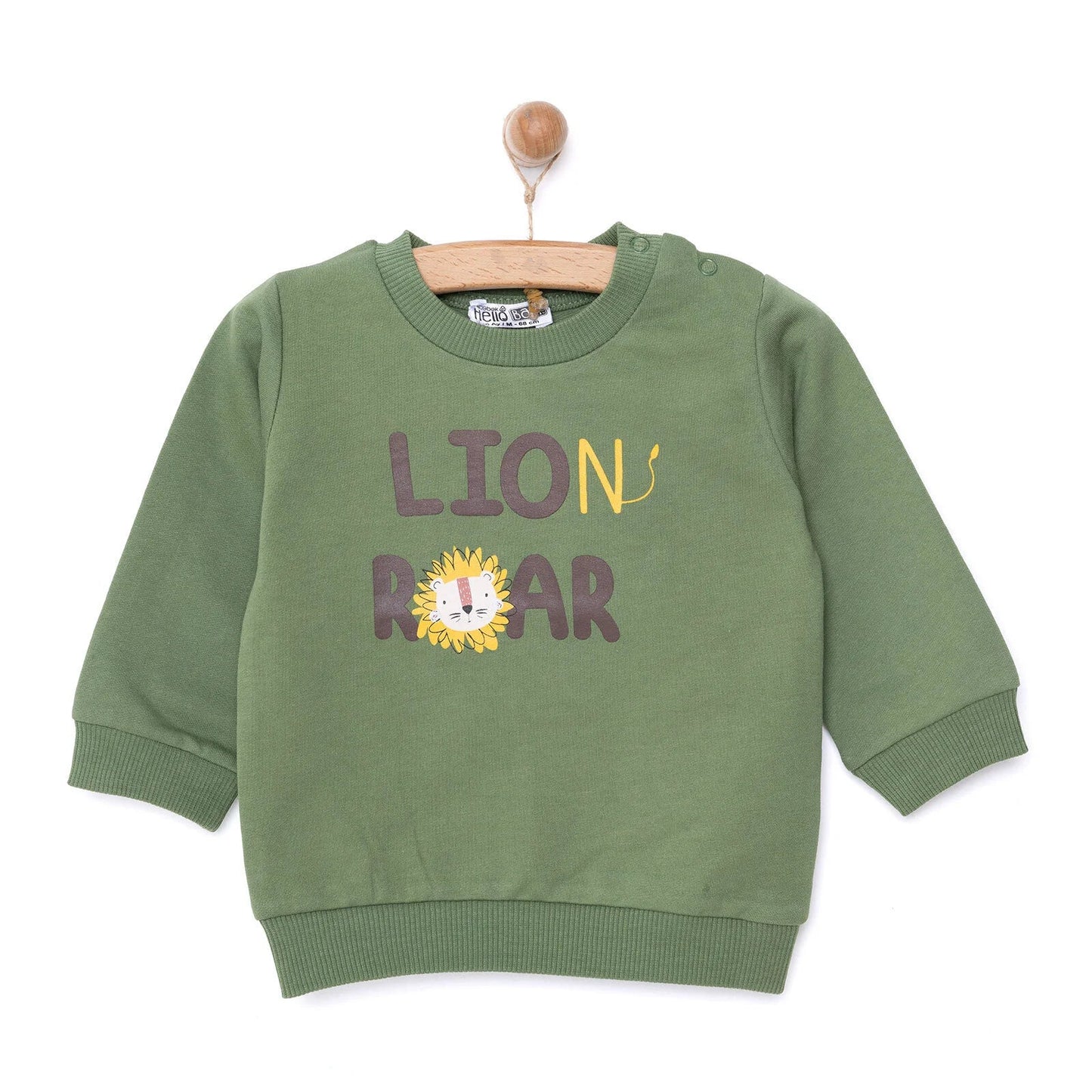 HelloBaby Basic Sweatshirt - Dark Green - mezetto ebebek ebebek