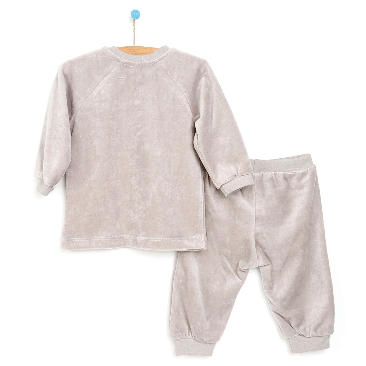 HelloBaby Basic Velvet Sweatshirt - Jogger - Brown - mezetto ebebek ebebek