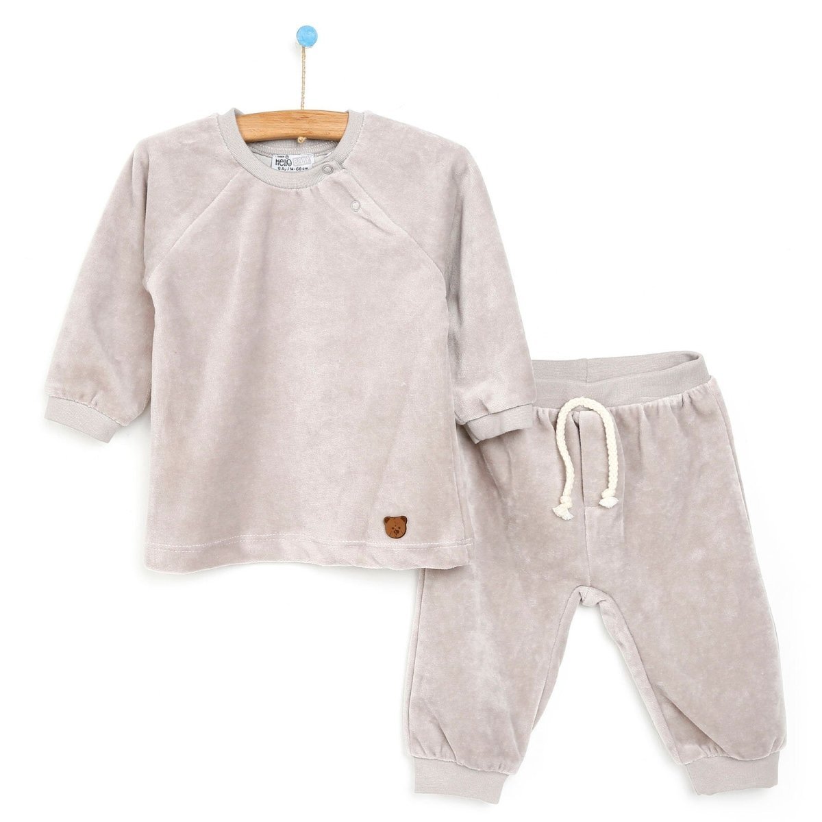 HelloBaby Basic Velvet Sweatshirt - Jogger - Brown - mezetto ebebek ebebek