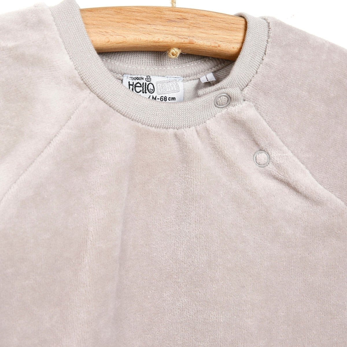 HelloBaby Basic Velvet Sweatshirt - Jogger - Brown - mezetto ebebek ebebek