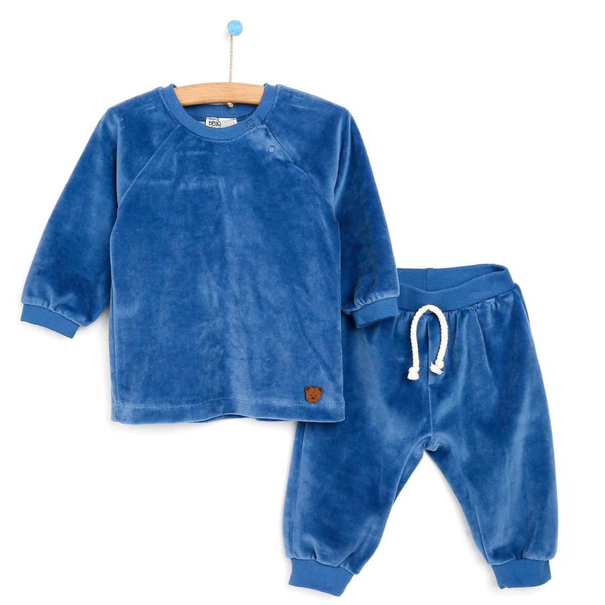 HelloBaby Basic Velvet Sweatshirt - Jogger - Indigo - mezetto ebebek ebebek