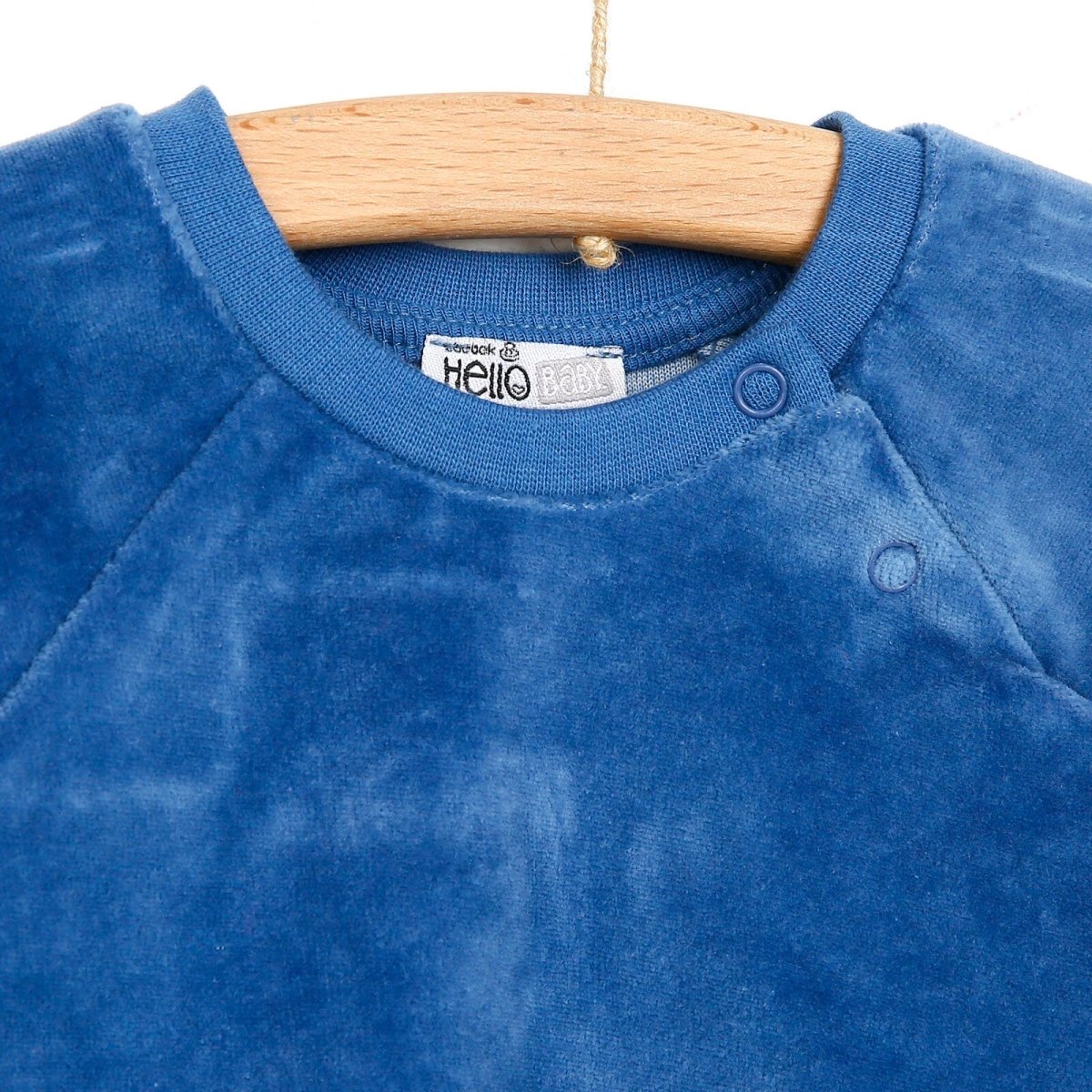 HelloBaby Basic Velvet Sweatshirt - Jogger - Indigo - mezetto ebebek ebebek