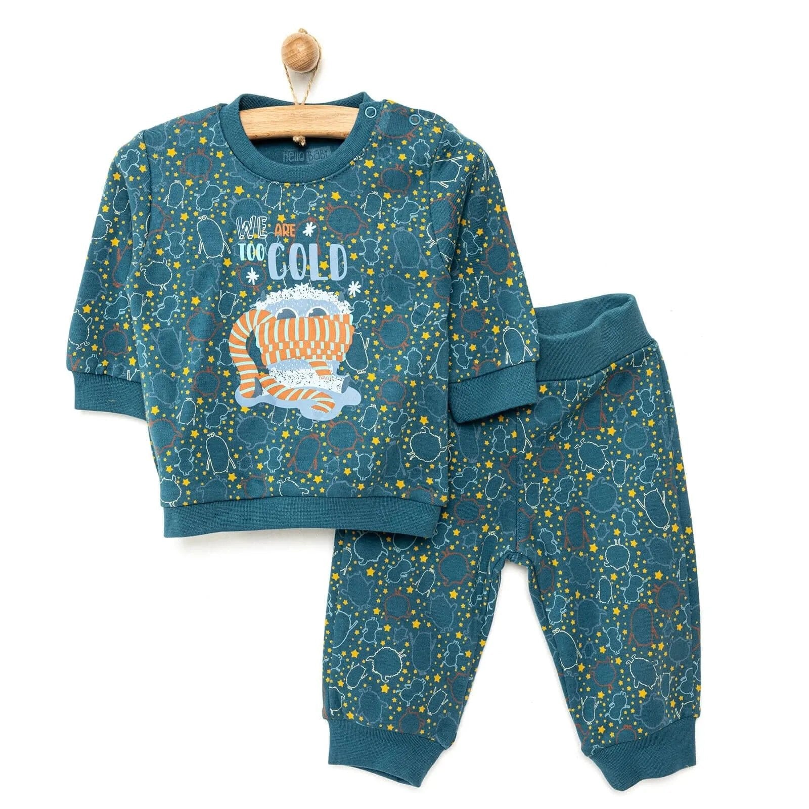 HelloBaby Basic Winter Themed Baby Tracksuit - Dark Blue - mezetto ebebek ebebek