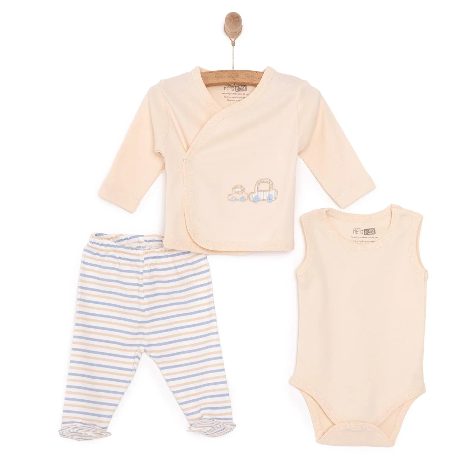 HelloBaby Boy 10 piece Newborn Set - Ecru - mezetto ebebek ebebek