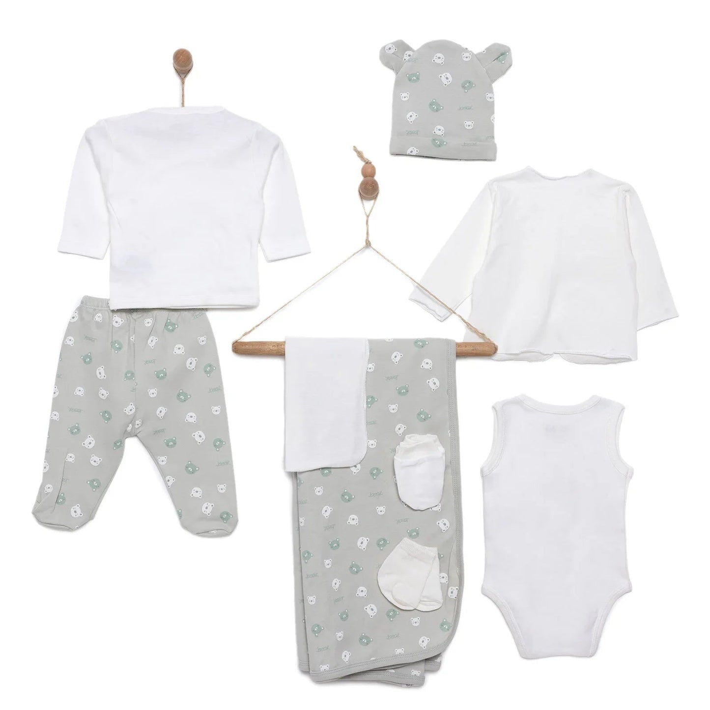 HelloBaby Boy 10pcs Newborn Set - Green - mezetto ebebek ebebek