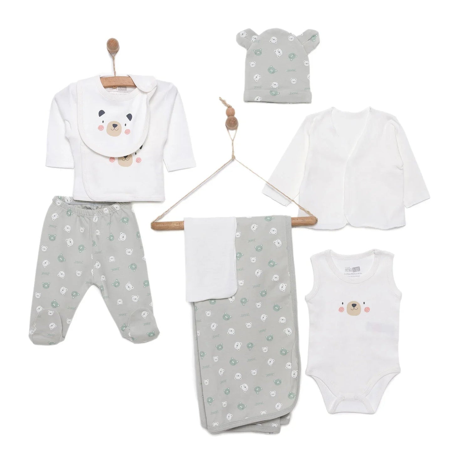 HelloBaby Boy 10pcs Newborn Set - Green - mezetto ebebek ebebek